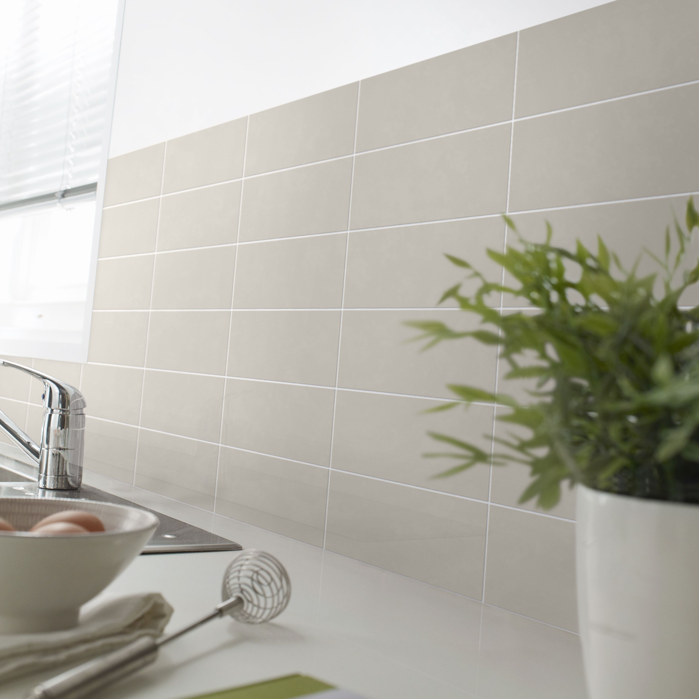 Glina Grey Gloss Ceramic Wall Tile, Pack of 34, (L)297mm (W)97mm