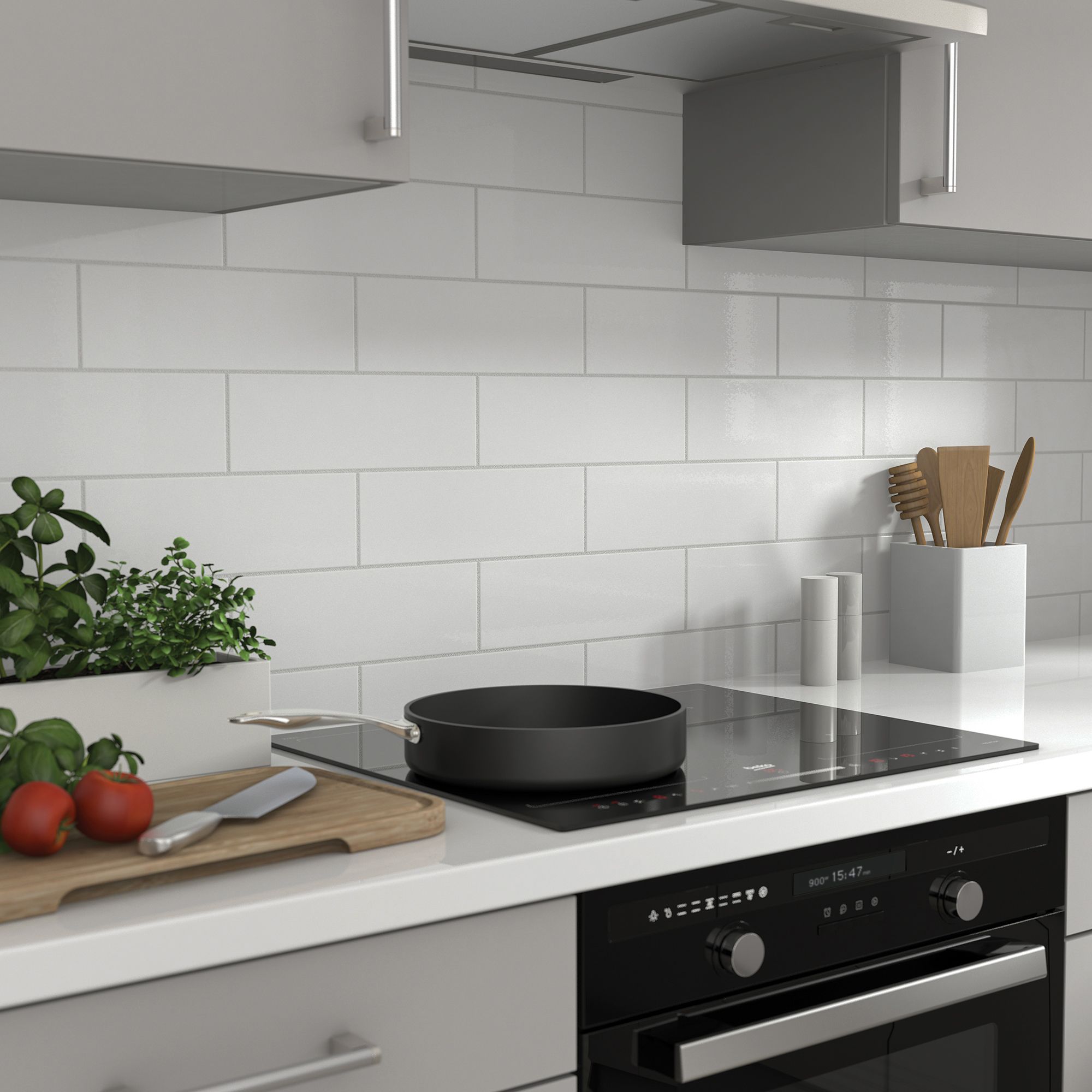 Glina White Gloss Ceramic Indoor Wall Tile Sample