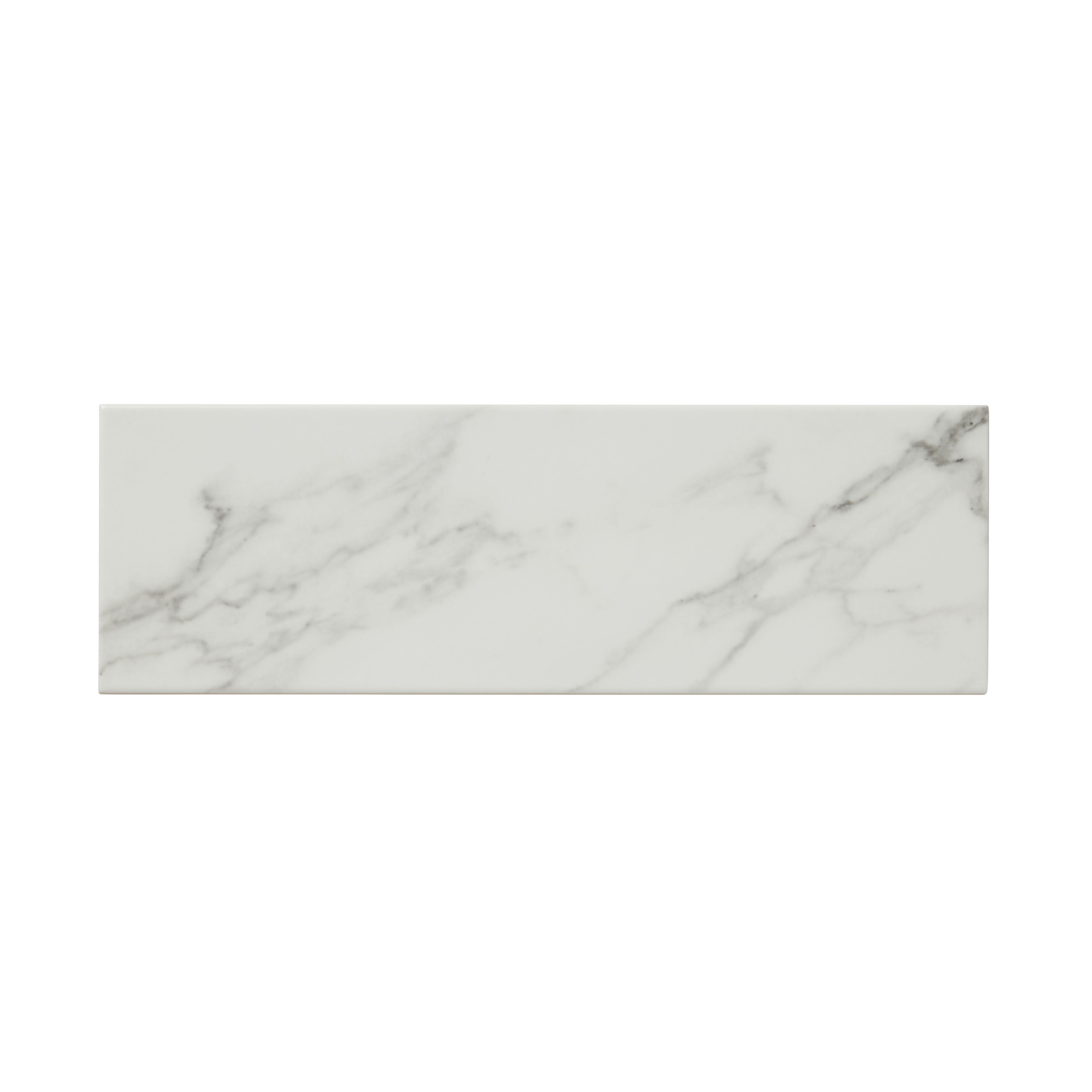 Glina White Gloss Patterned Ceramic Indoor Wall Tile, Pack of 34, (L)297mm (W)97mm
