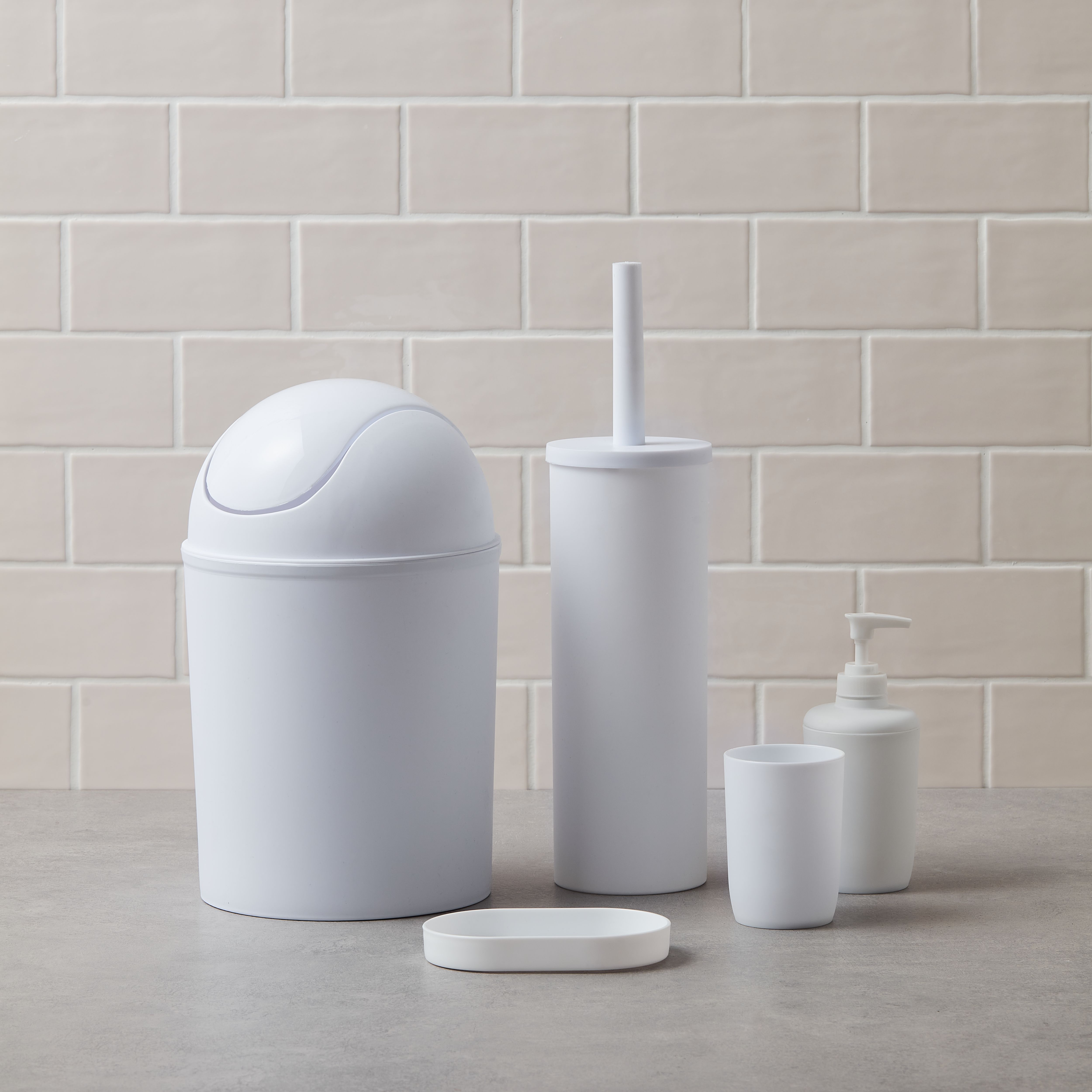Glomma White Plastic Bathroom Bin - 5L