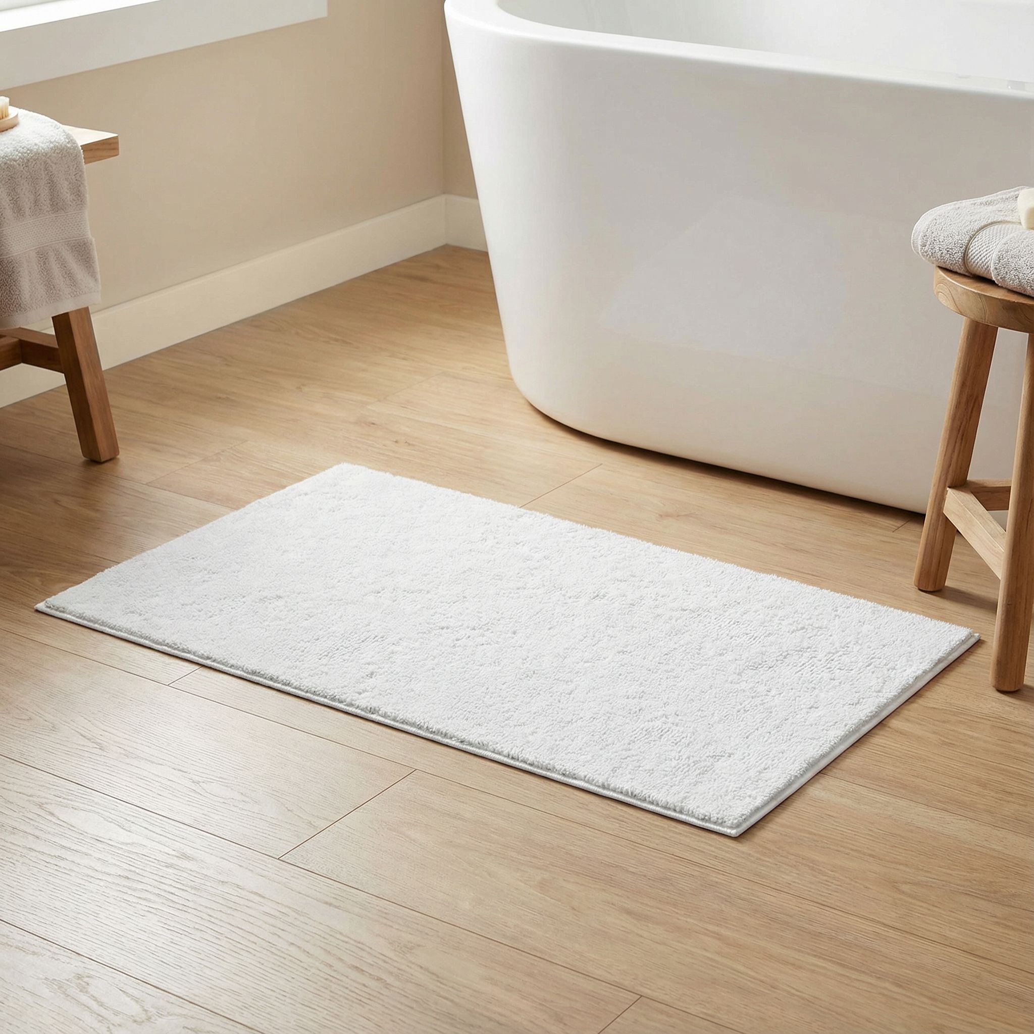 Glomma White Rectangular Bath mat (L)60cm (W)40cm
