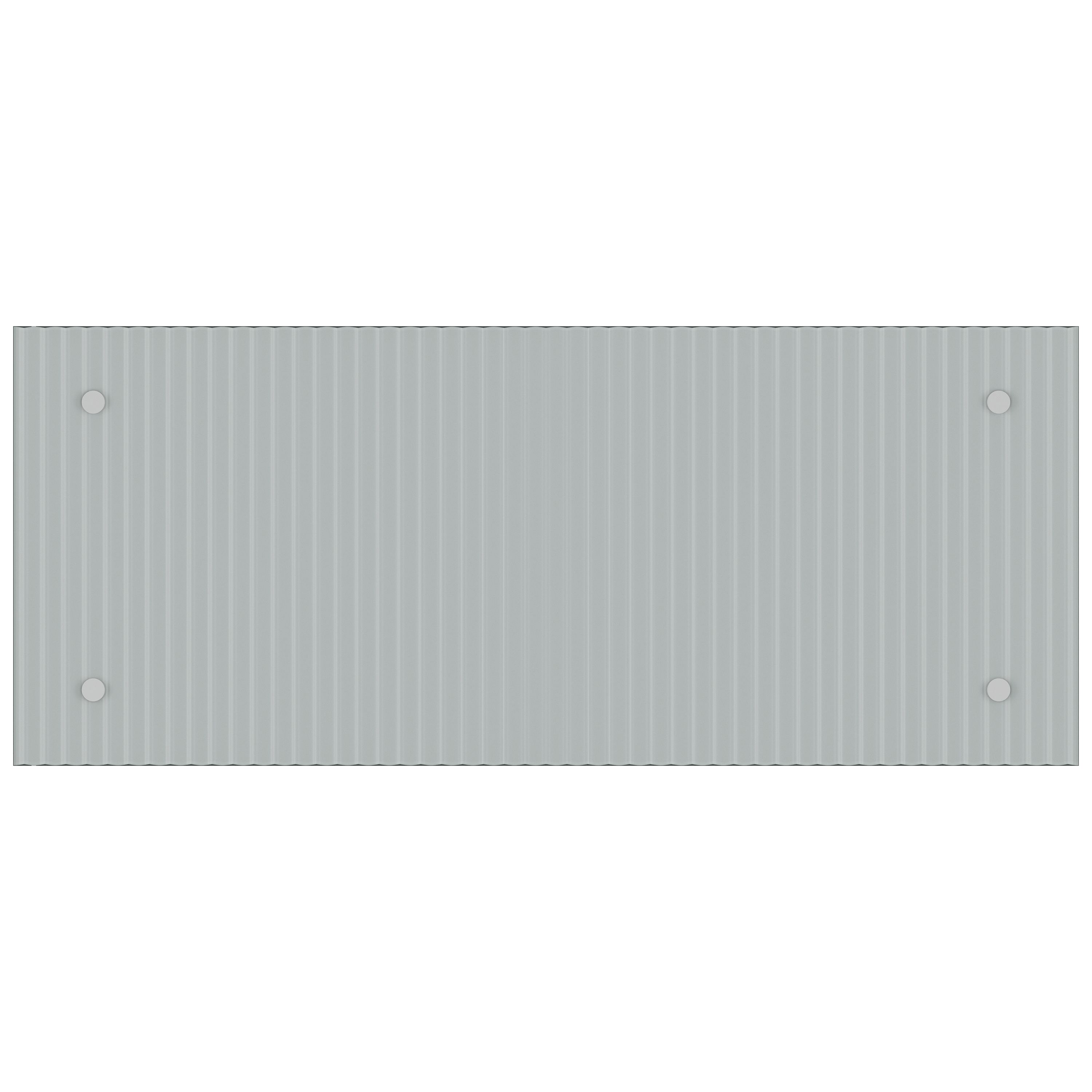 Gloss Fluted clear Glass Pre-drilled Bathroom Splashback with Brushed chrome caps (H)25cm (W)60cm