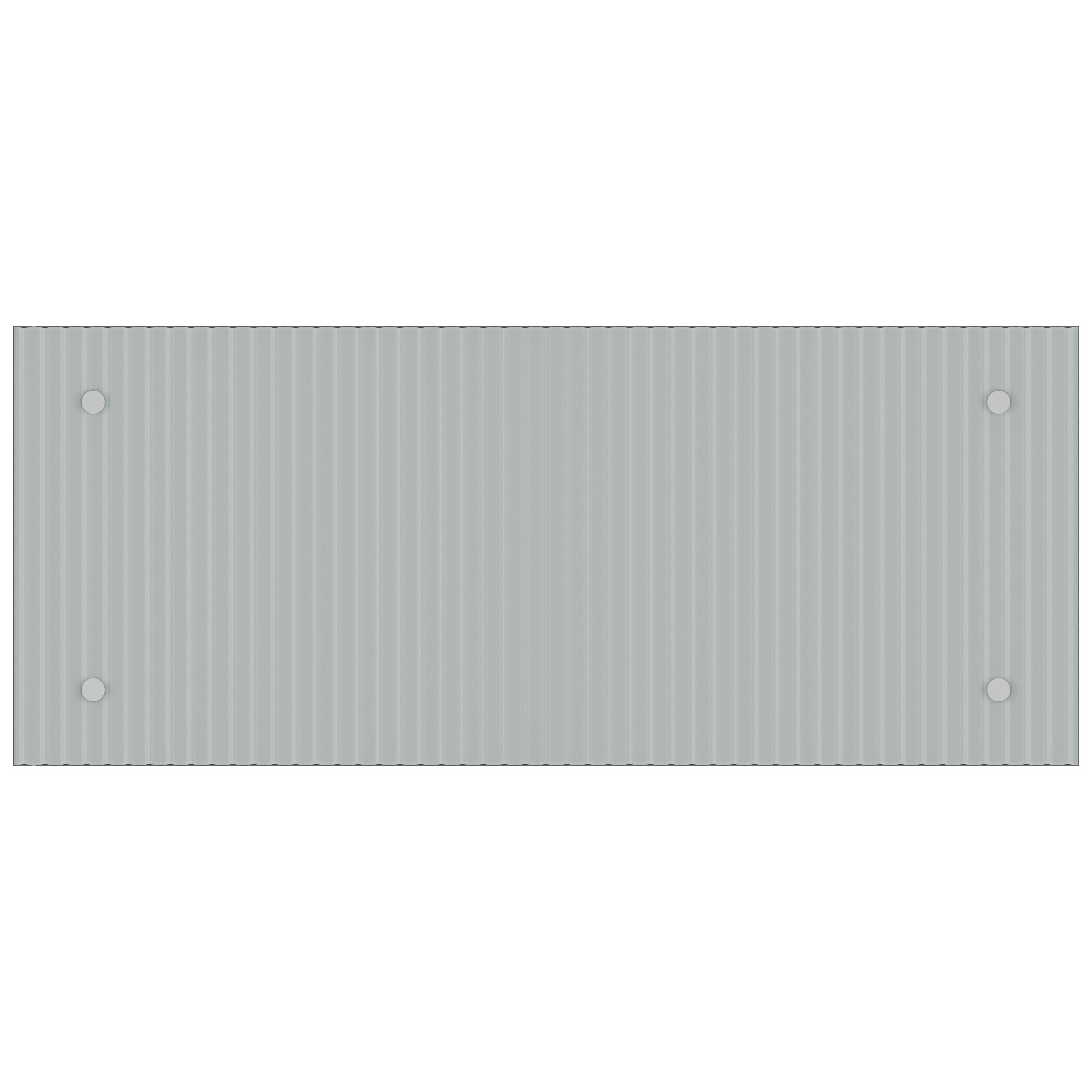 Gloss Fluted clear Glass Pre-drilled Bathroom Splashback with Brushed chrome caps (H)25cm (W)60cm
