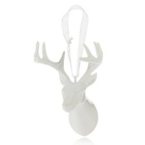 Gloss White Glitter effect 3D stag head Decoration