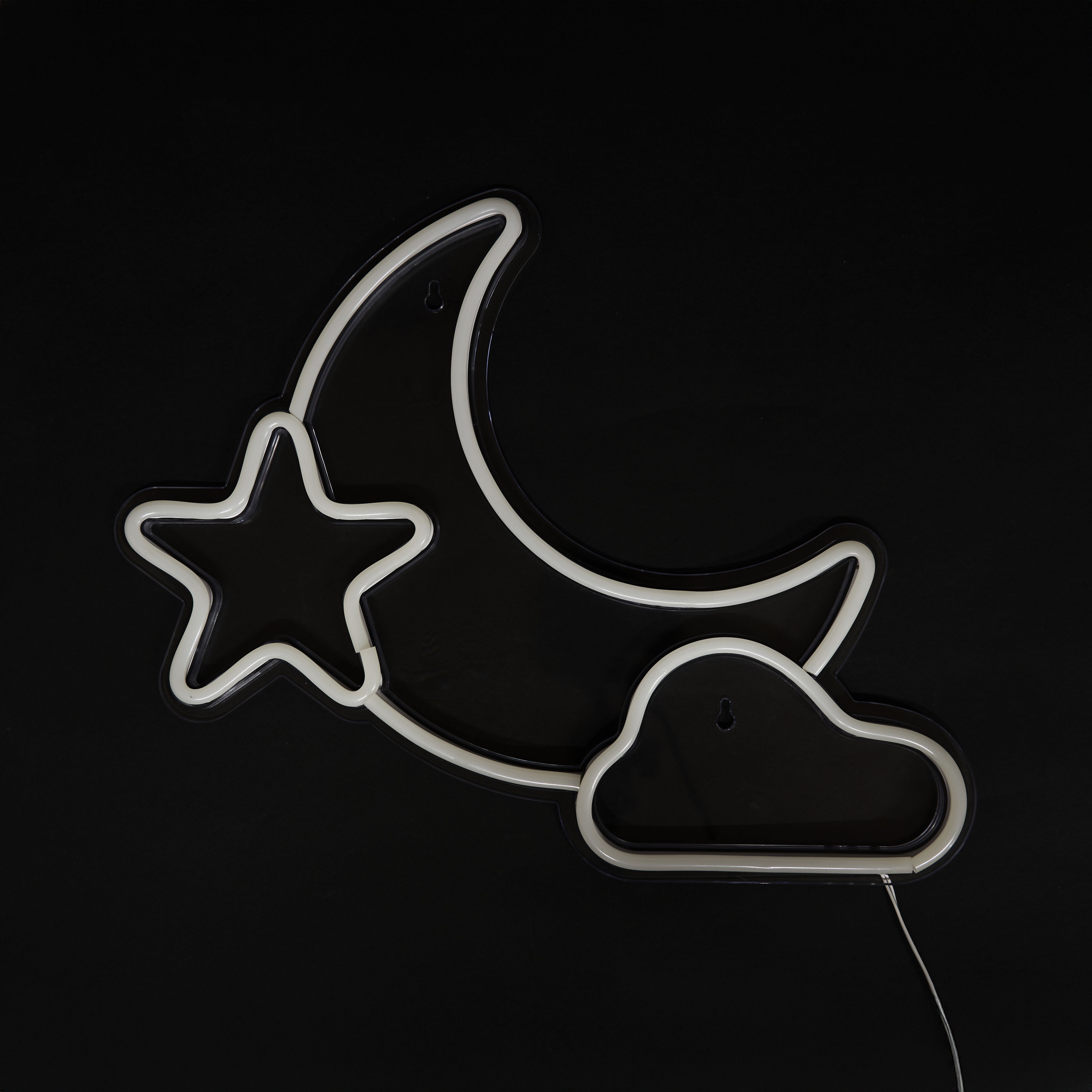 Glow Arlo Moon & star Neon White, Yellow & Blue Plug-in LED Wall light