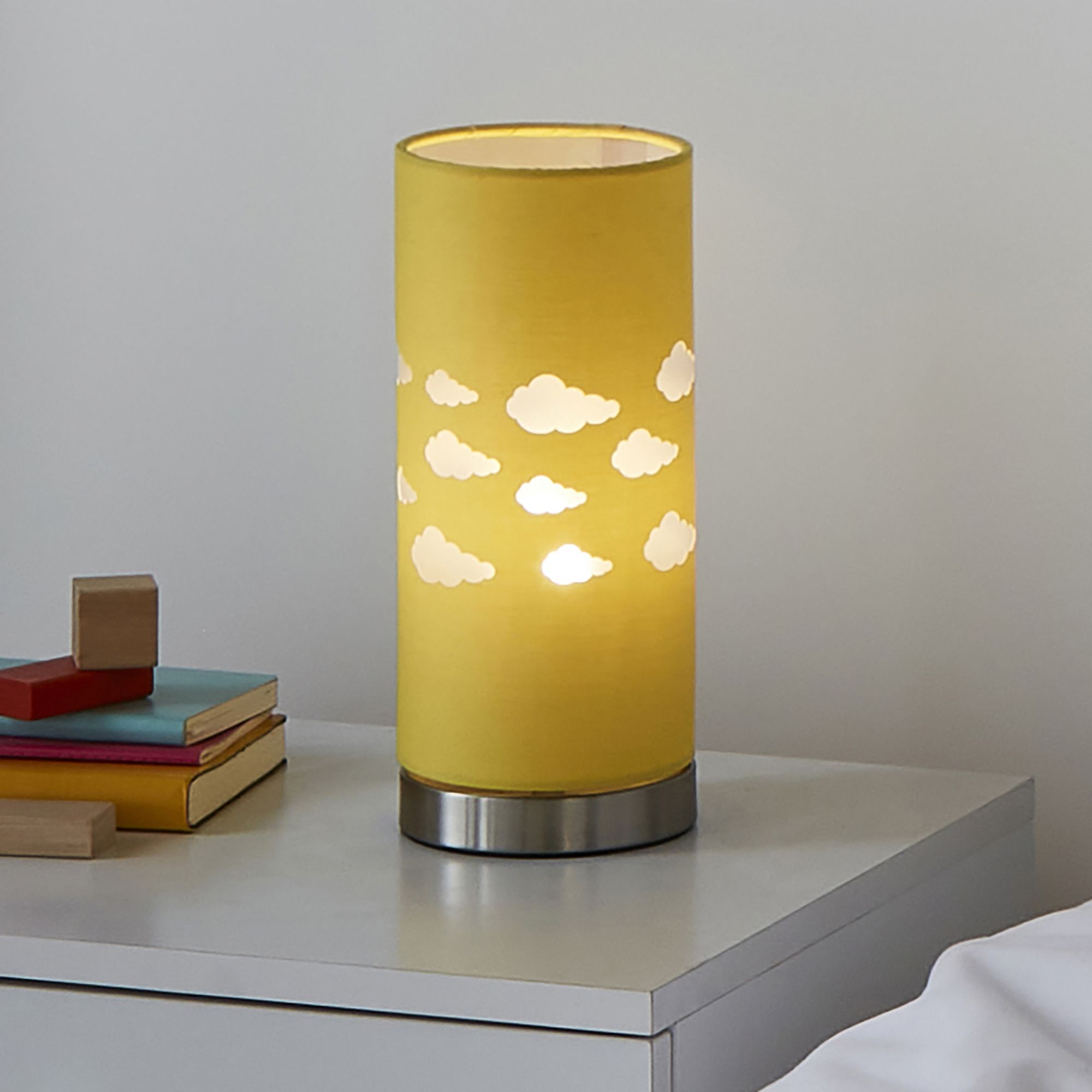 Table lamp with yellow sales shade