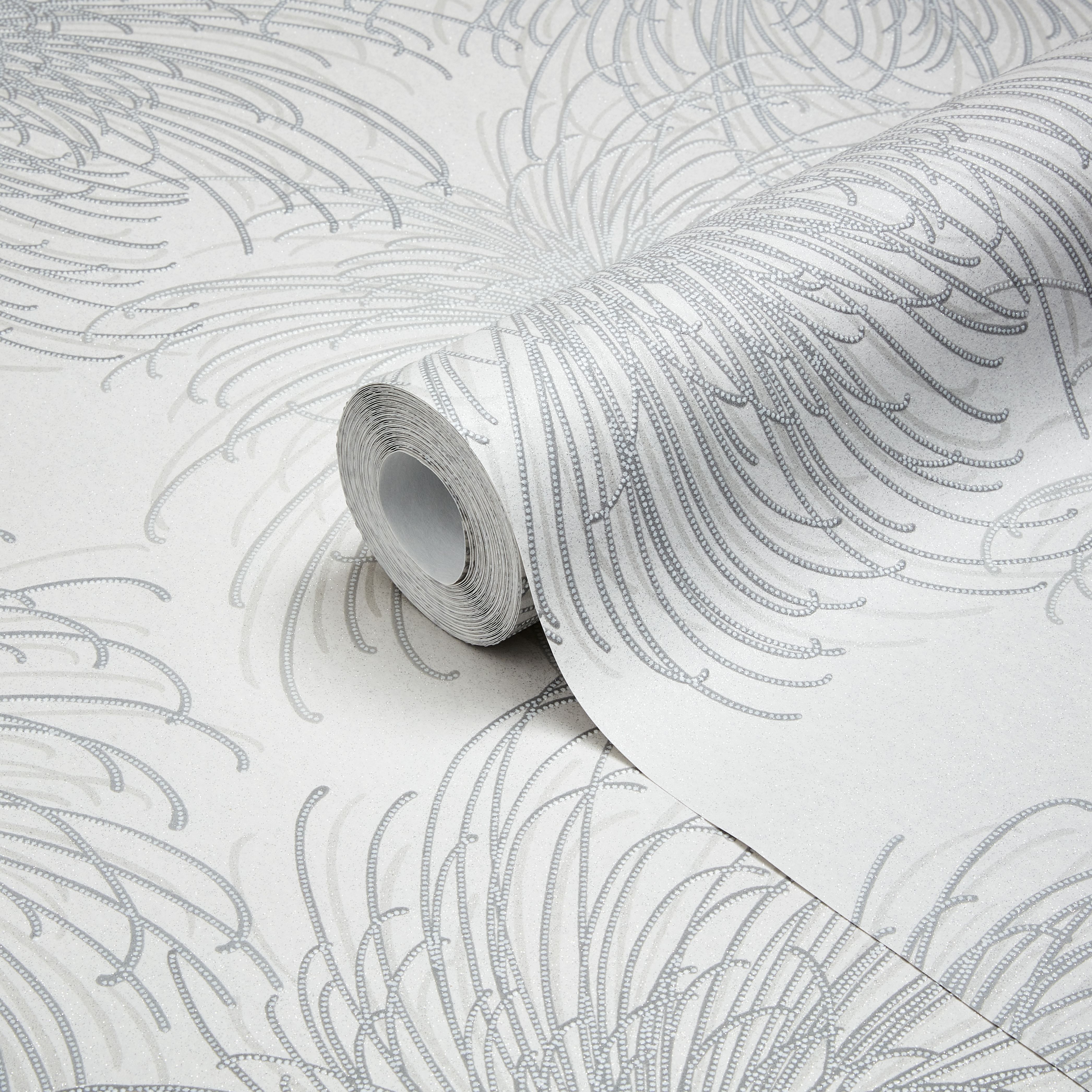 Gold Cosmo Grey Floral Glitter effect Textured Wallpaper Tradepoint