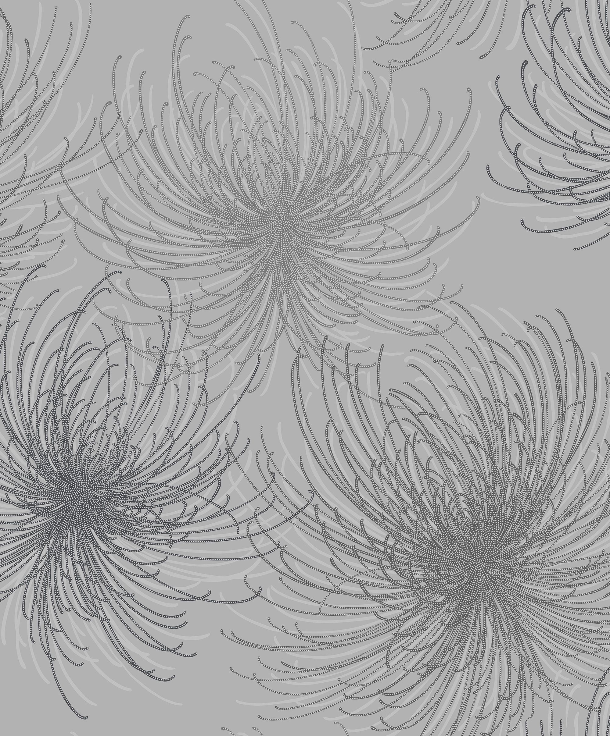 Gold Cosmo Grey Floral Glitter effect Textured Wallpaper Tradepoint