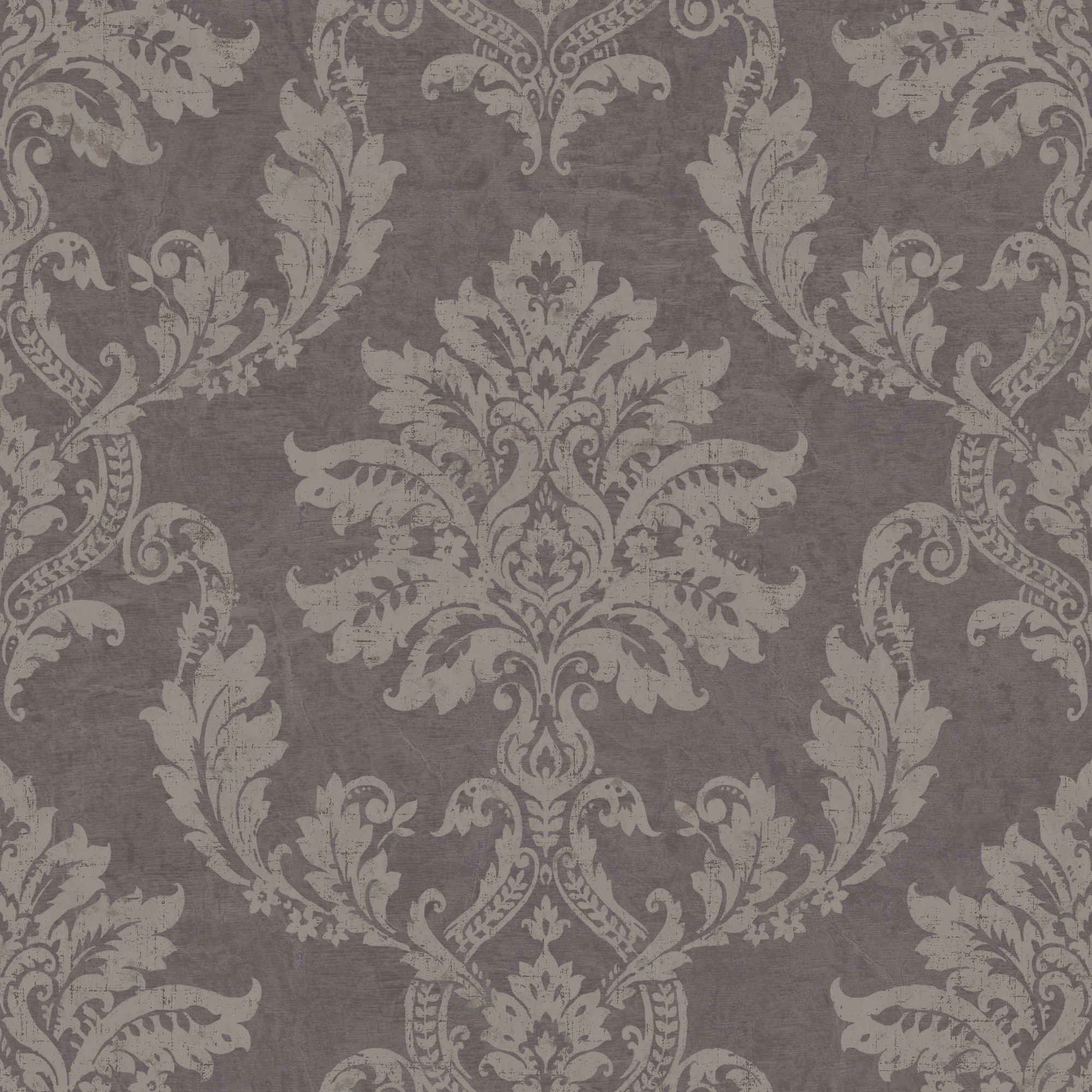 Gold Etch Charcoal Gold effect Damask Embossed Wallpaper Sample