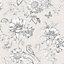 Gold Menagerie Cream & white Mica effect Floral Embossed Wallpaper Sample