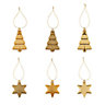 Gold Plastic Star & tree Hanging decoration set, Set of 12