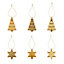 Gold Plastic Star & tree Hanging decoration set, Set of 12