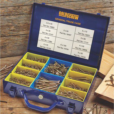 Goldscrew General PZ Flat countersunk Carbon steel Trade Case, Pack of 1400