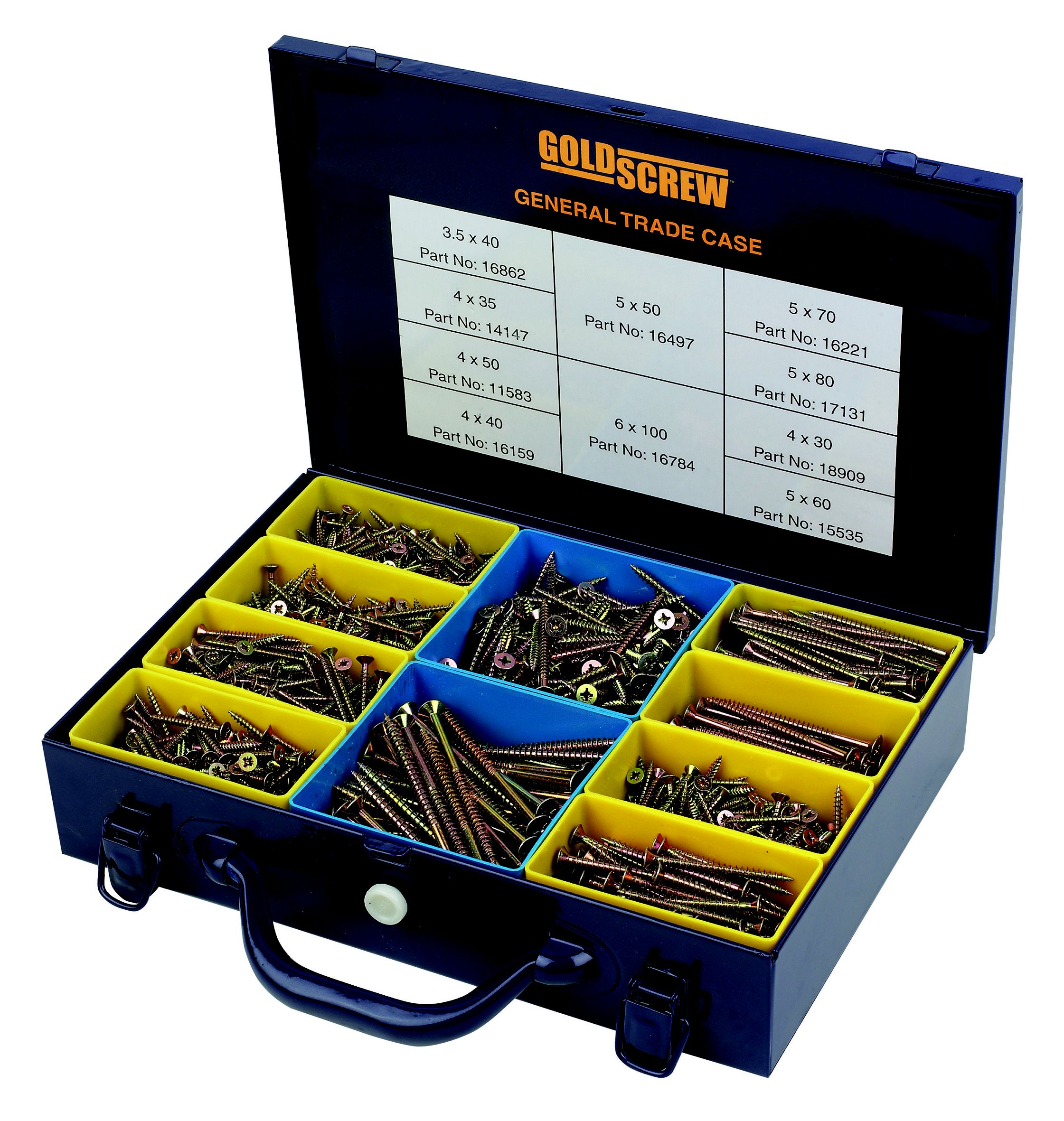 Goldscrew General PZ Flat countersunk Carbon steel Trade Case, Pack of 1400