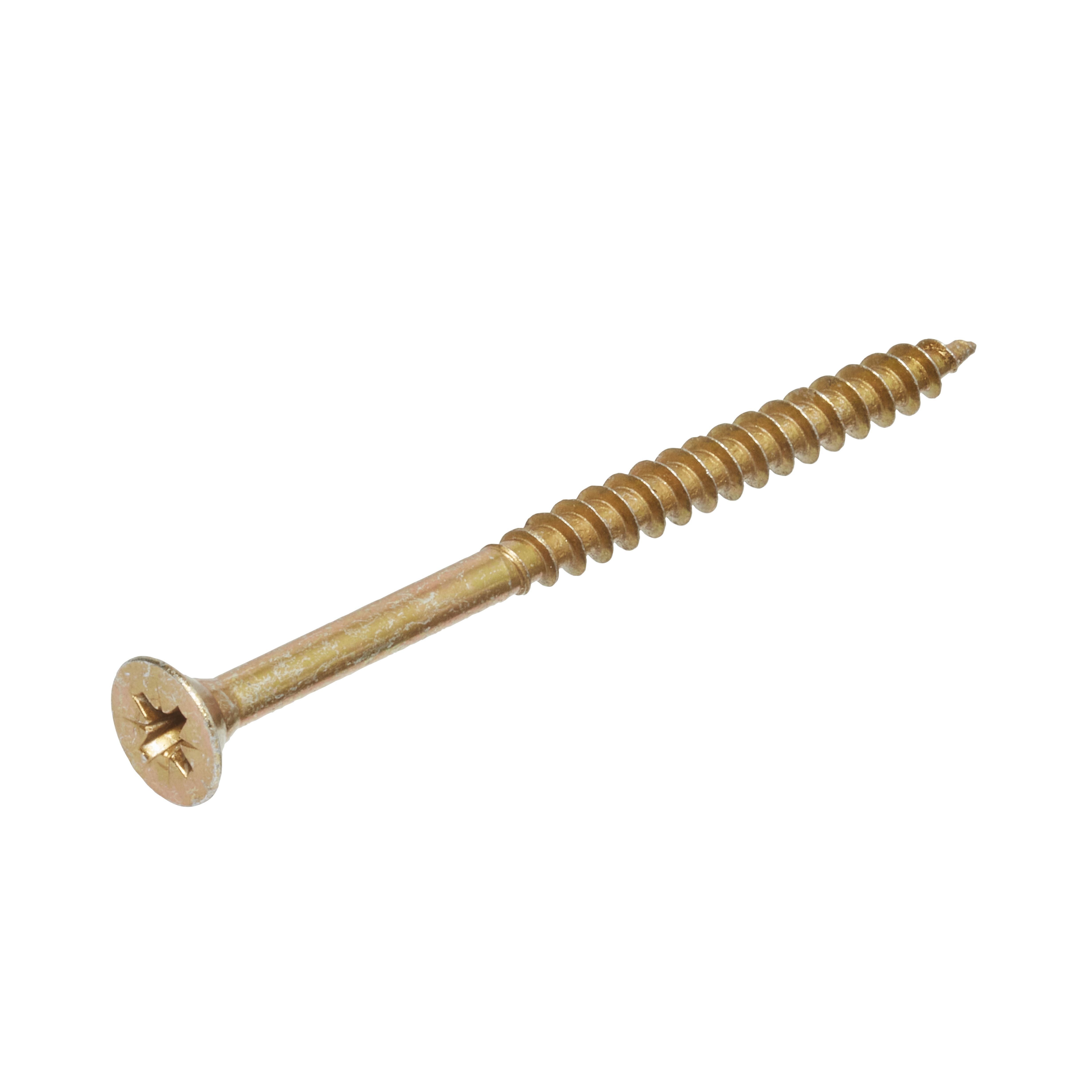 Goldscrew PZ Flat countersunk Yellow-passivated Carbon steel Multipurpose screw (Dia)5mm (L)70mm, Pack of 100