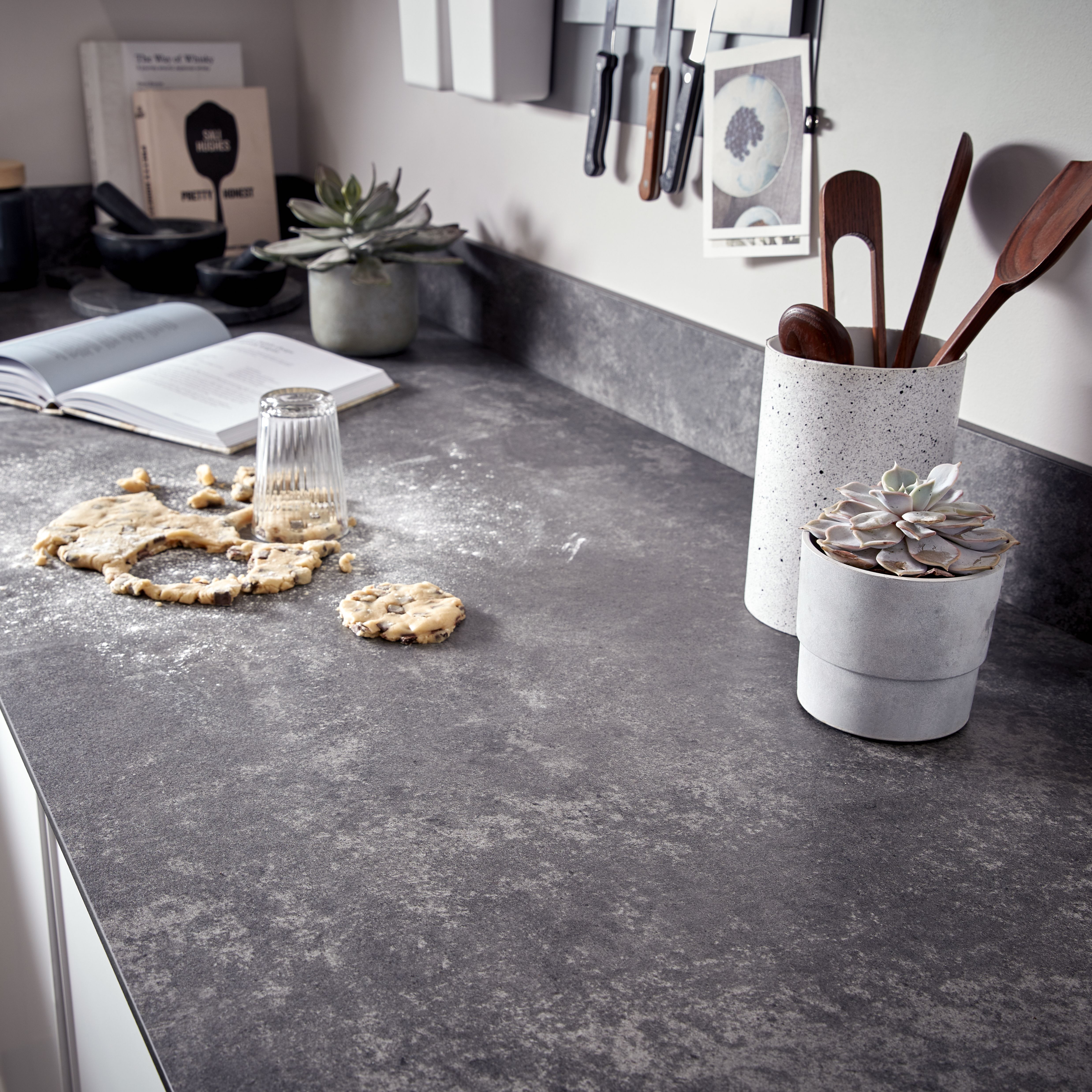 GoodHome 12mm Nepeta Matt Ceramic / mineral Paper & resin Square edge Kitchen Worktop, (L)3000mm