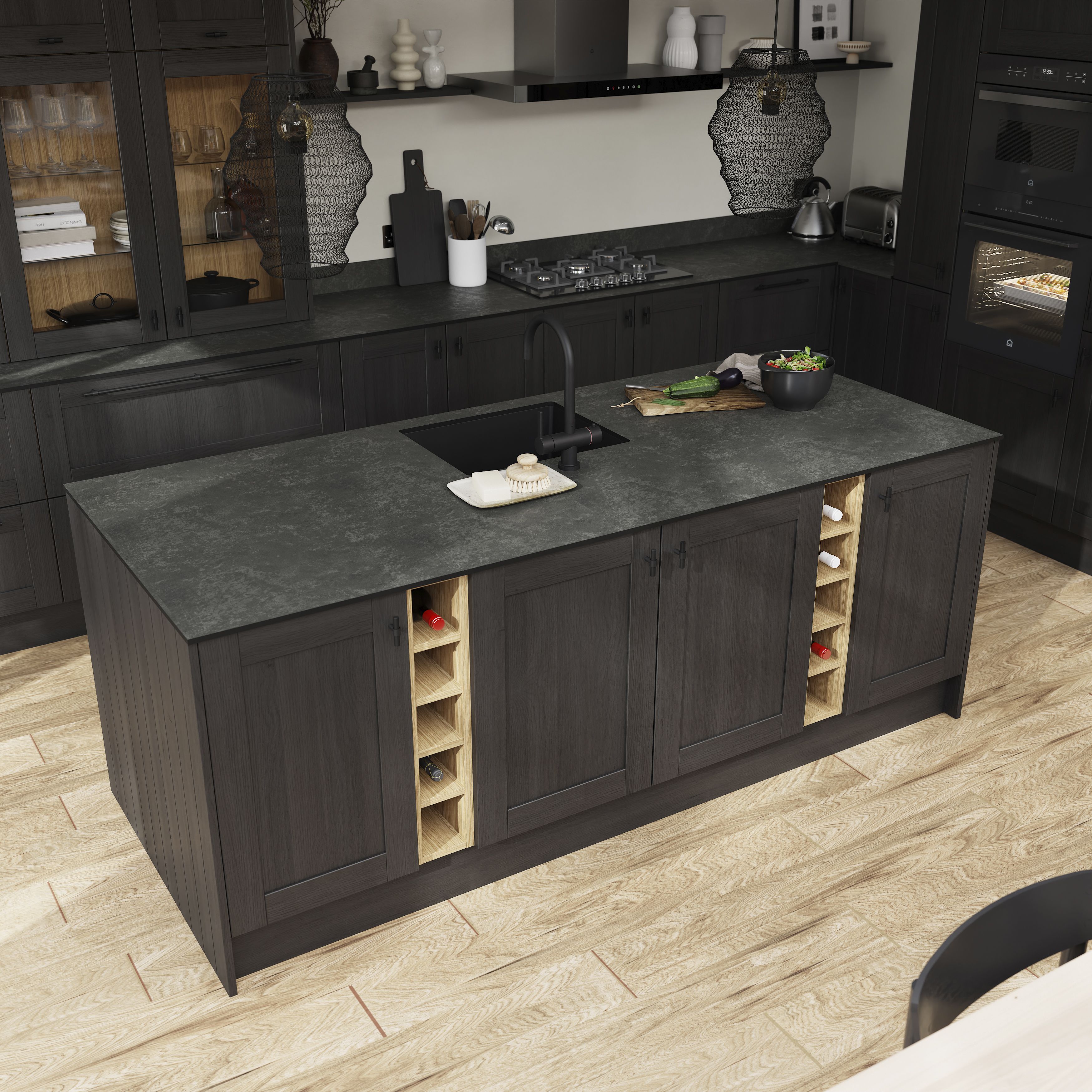GoodHome 12mm Nepeta Matt Grey Paper & resin Square edge Kitchen Worktop, (L)2000mm