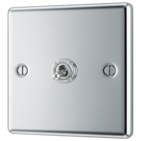 GoodHome 20A 2 way 1 gang Toggle switch Gloss Chrome effect