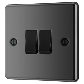 GoodHome 20A 2 way 2 gangSwitches & sockets type: Light switch Light Switch Gloss Black Nickel effect