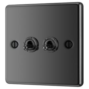 GoodHome 20A 2 way 2 gangSwitches & sockets type: Toggle switch Light Switch Gloss Black Nickel effect