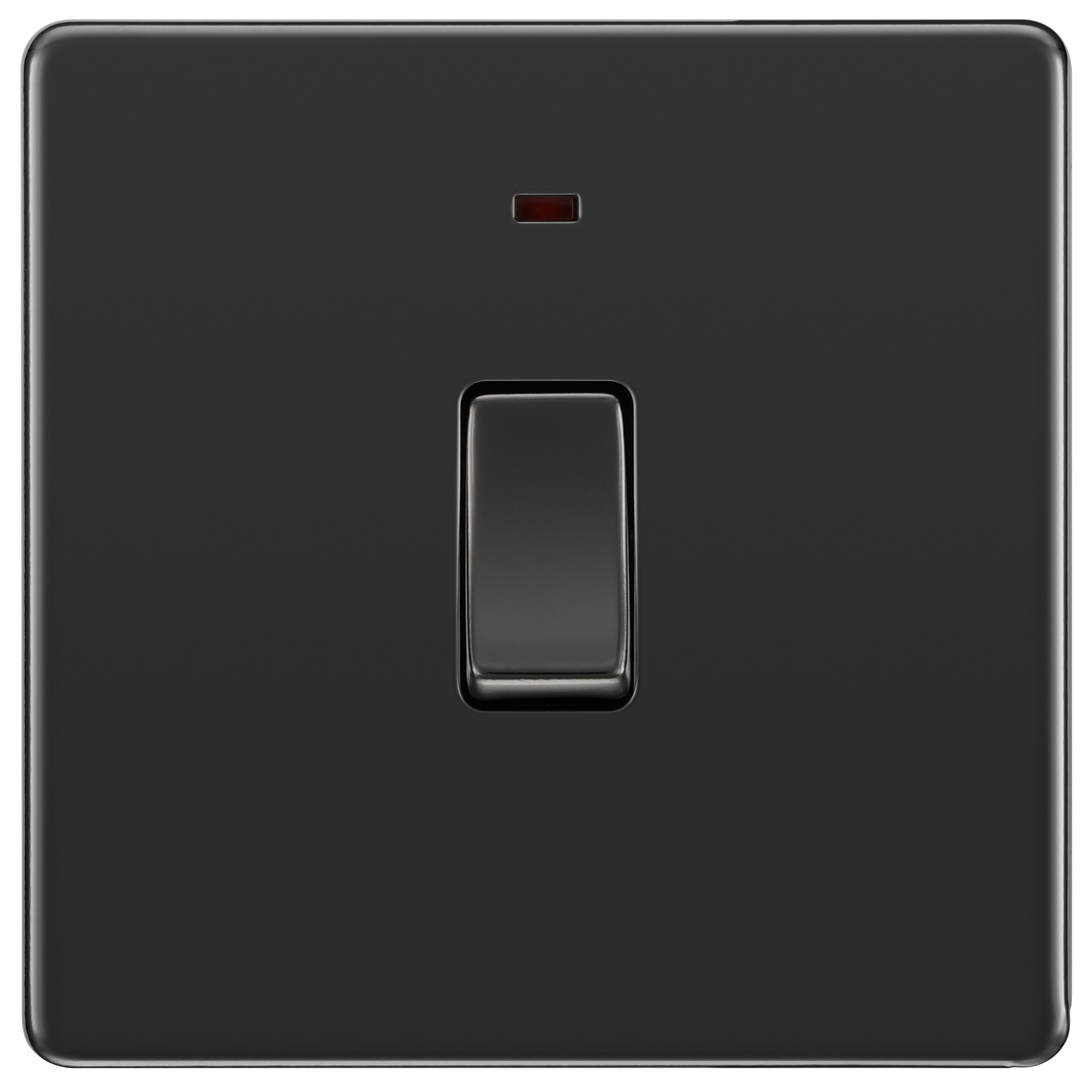 GoodHome 20A Rocker Flat Control switch with LED indicator Black