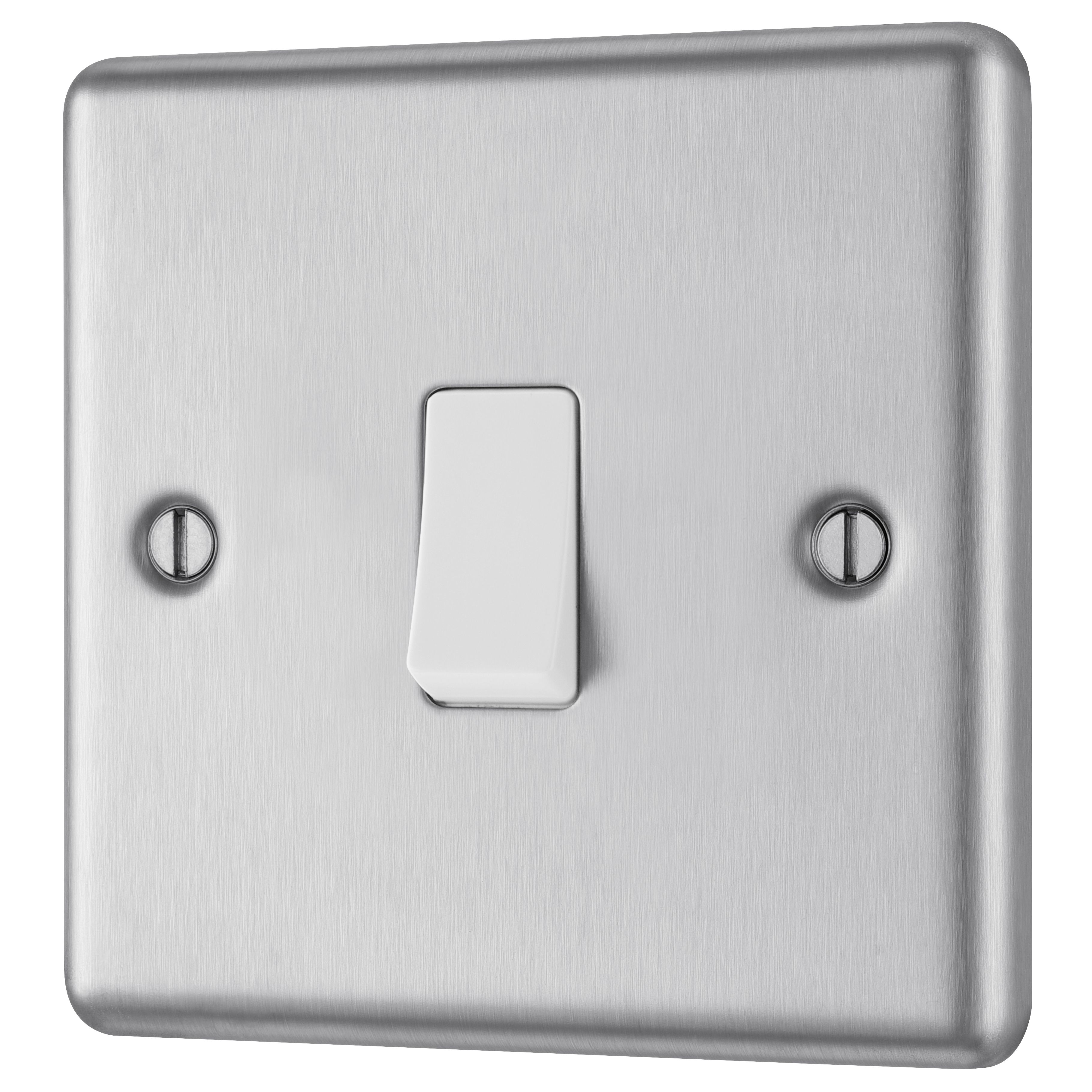 GoodHome 20A Single 2 way Screwed Intermediate switch Matt Steel effect