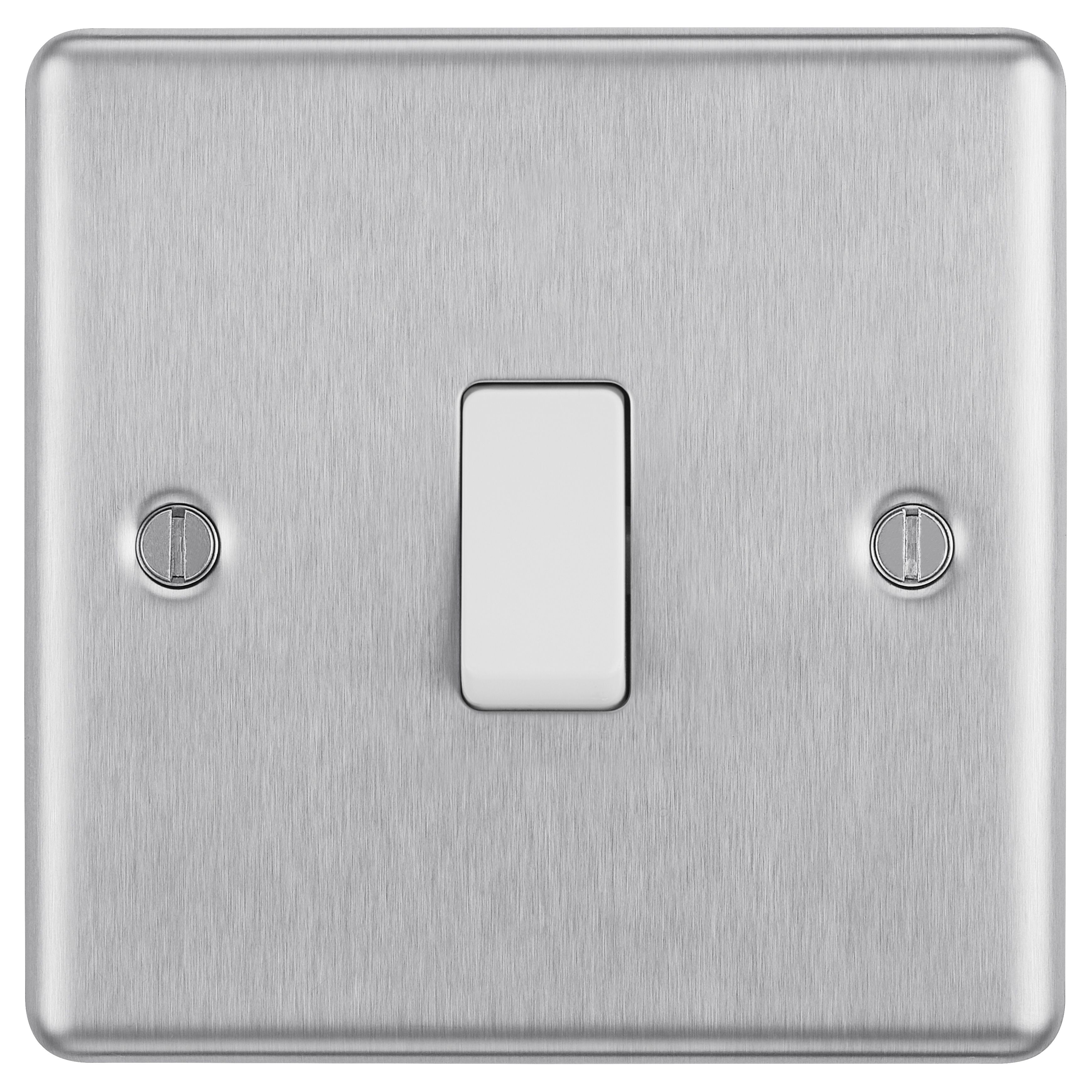 GoodHome 20A Single 2 way Screwed Intermediate switch Matt Steel effect