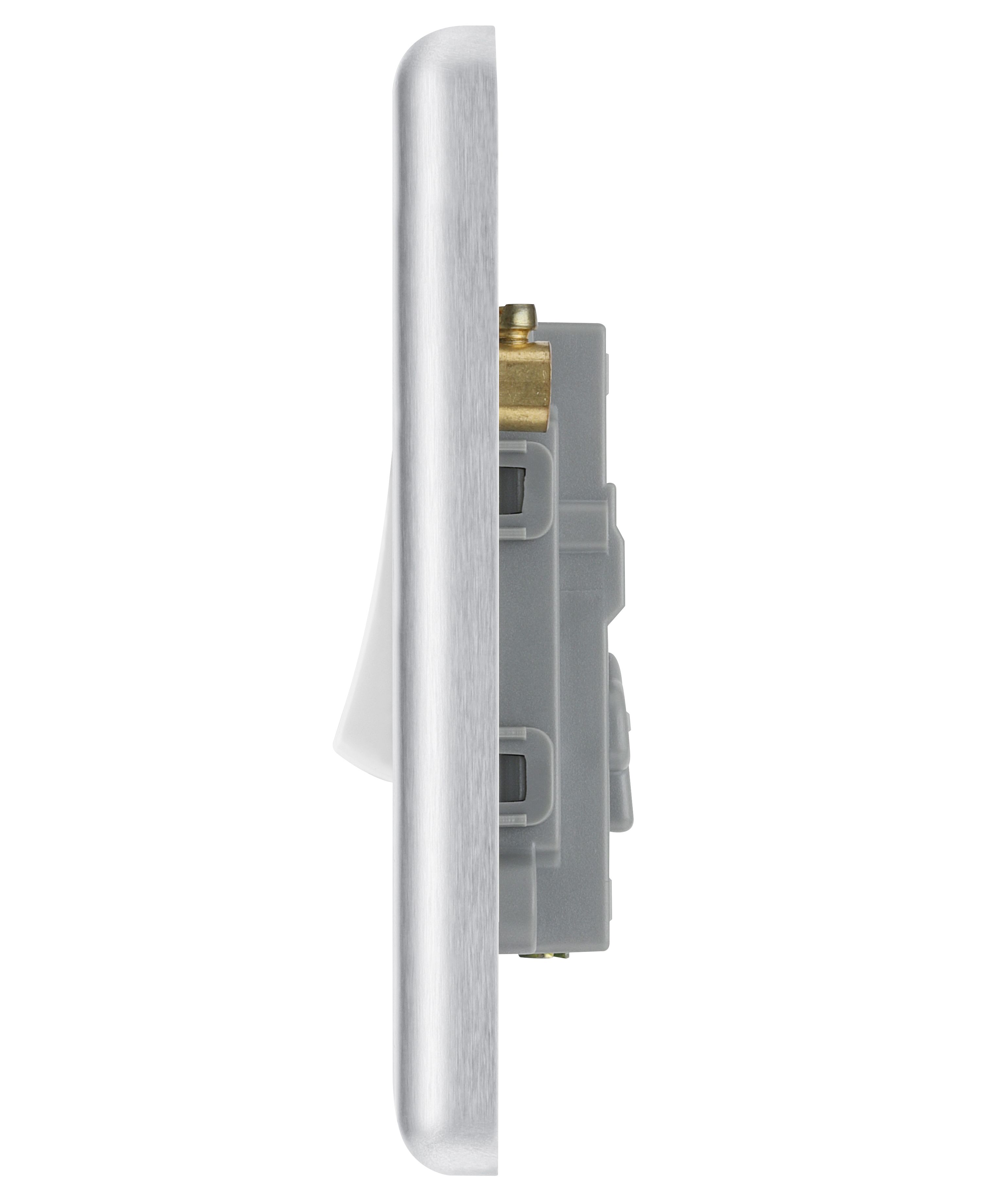 GoodHome 20A Single 2 way Screwed Intermediate switch Matt Steel effect