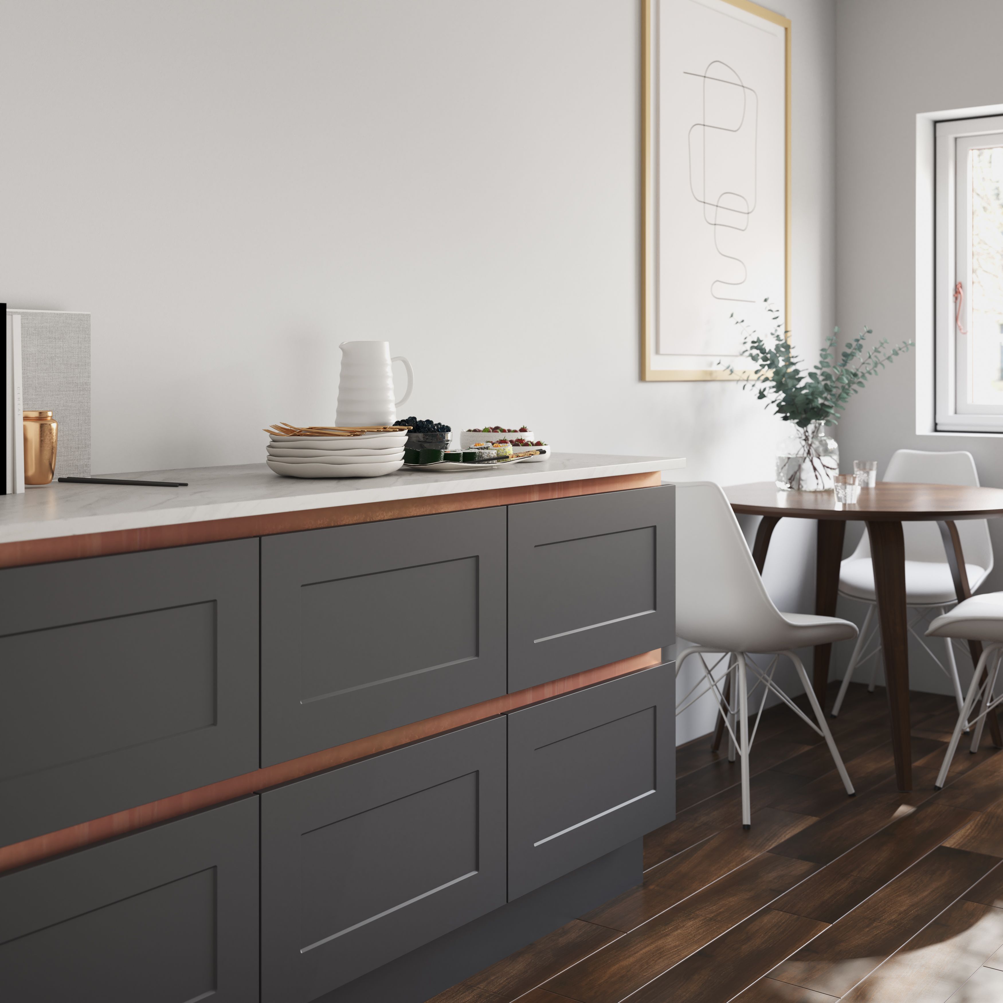 GoodHome 27mm Matt Natural Wood effect Solid beech Square edge Kitchen Worktop, (L)3000mm