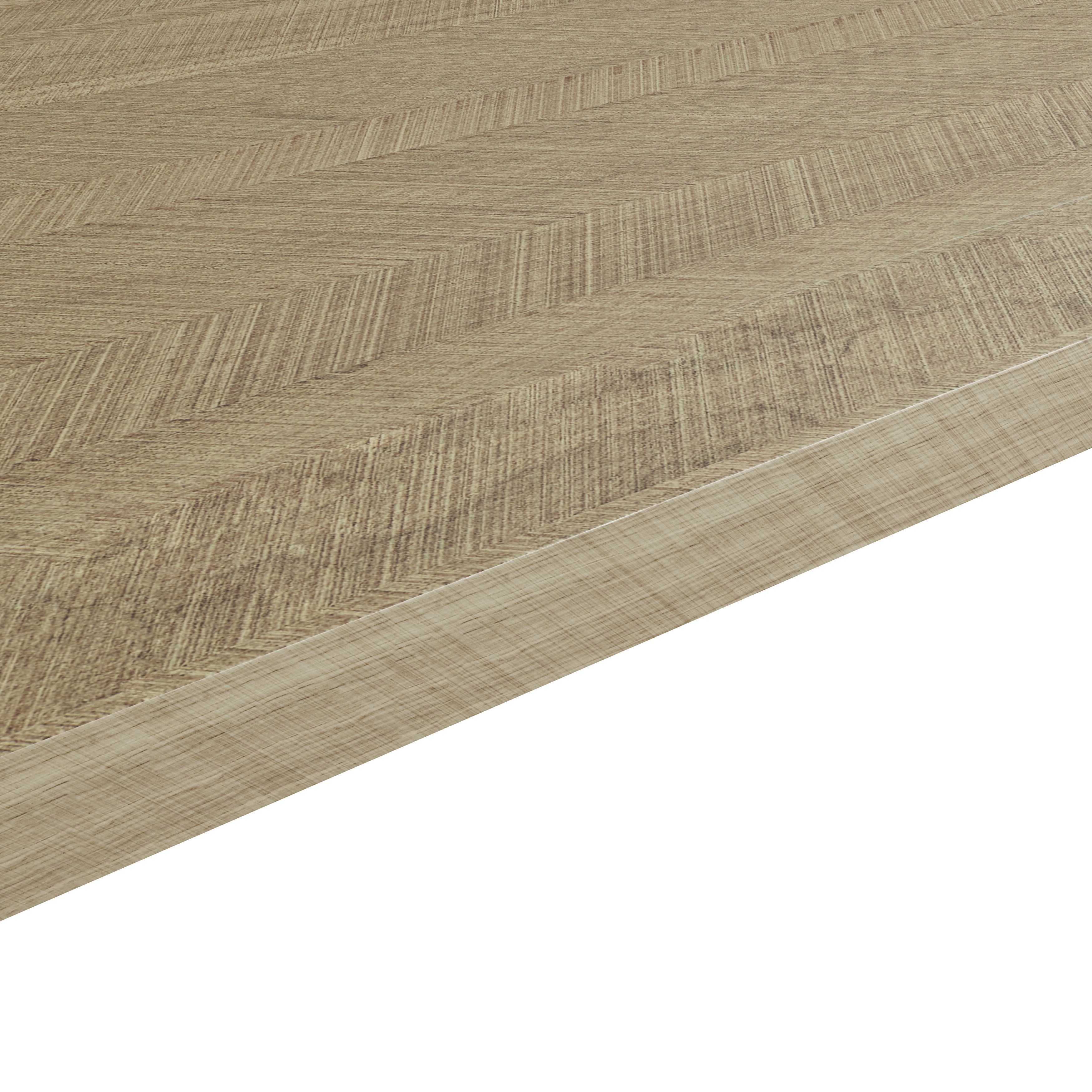 GoodHome 38mm Berberis Chevron Matt Oak effect Laminate Square edge Kitchen Breakfast bar, (L)2000mm