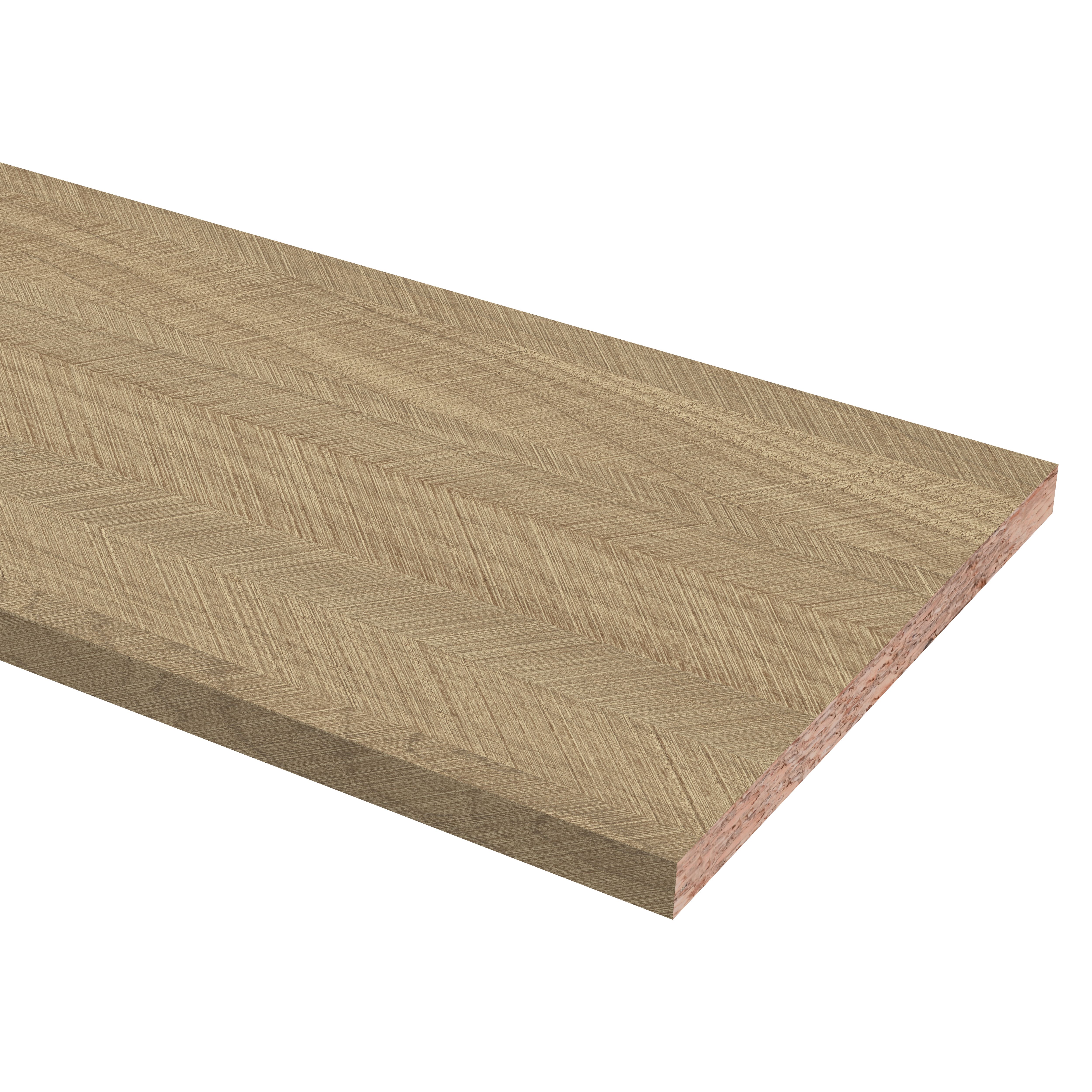 GoodHome 38mm Berberis Chevron Matt Oak effect Laminate Square edge Kitchen Breakfast bar, (L)2000mm