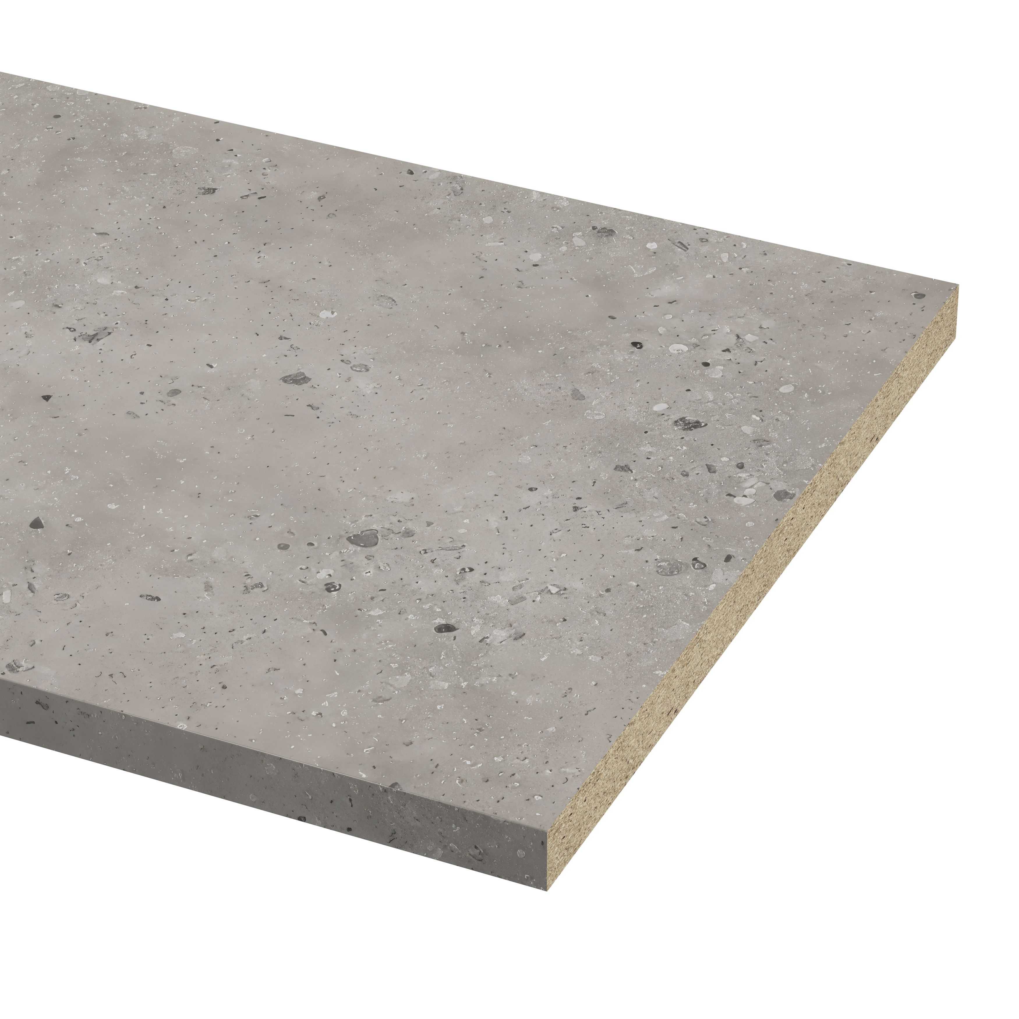 GoodHome 38mm Berberis Matt Grey Granite effect Laminate Square edge Worktop, (L)3000mm