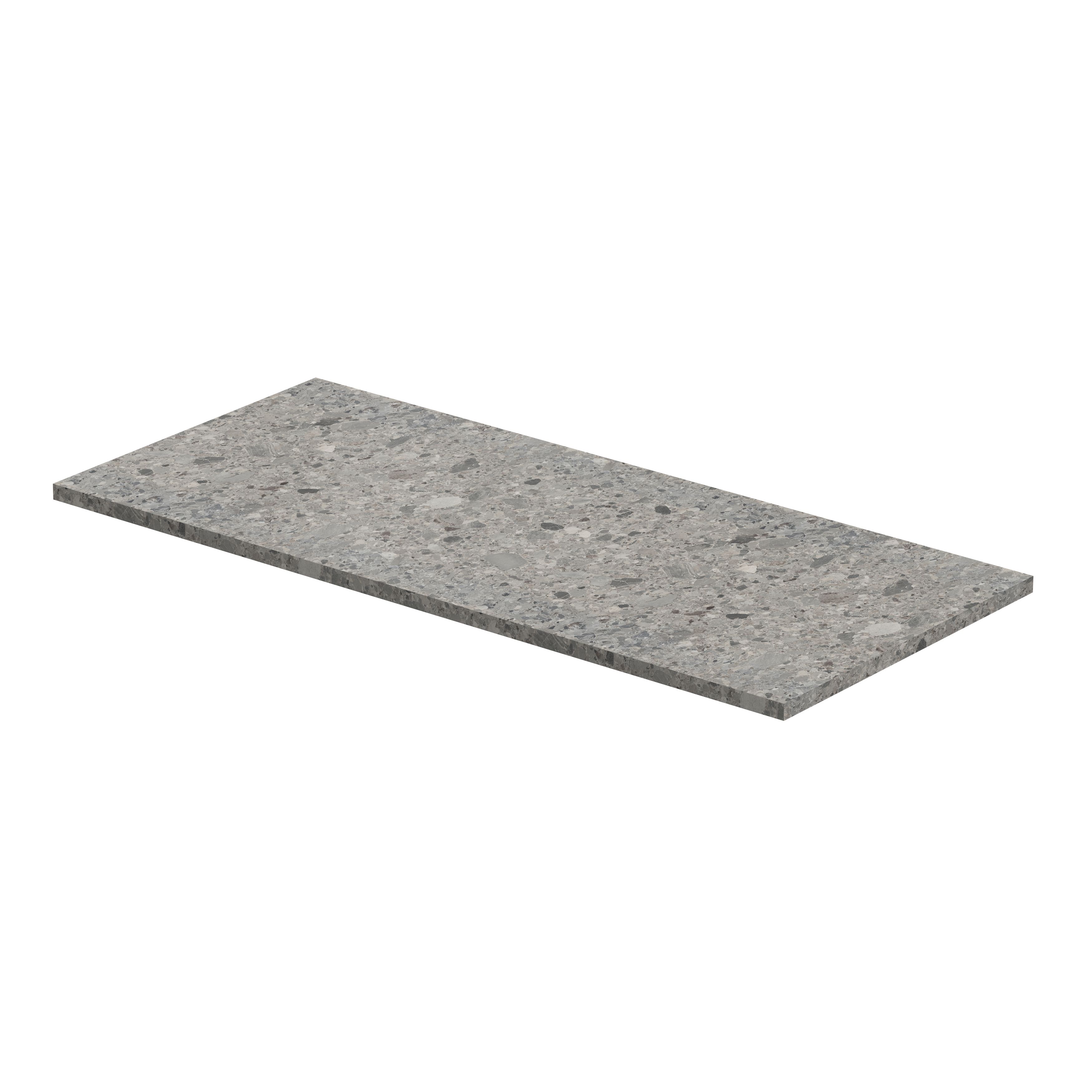 GoodHome 38mm Berberis Matt Grey Stone effect Laminate Square edge Breakfast bar, (L)2000mm