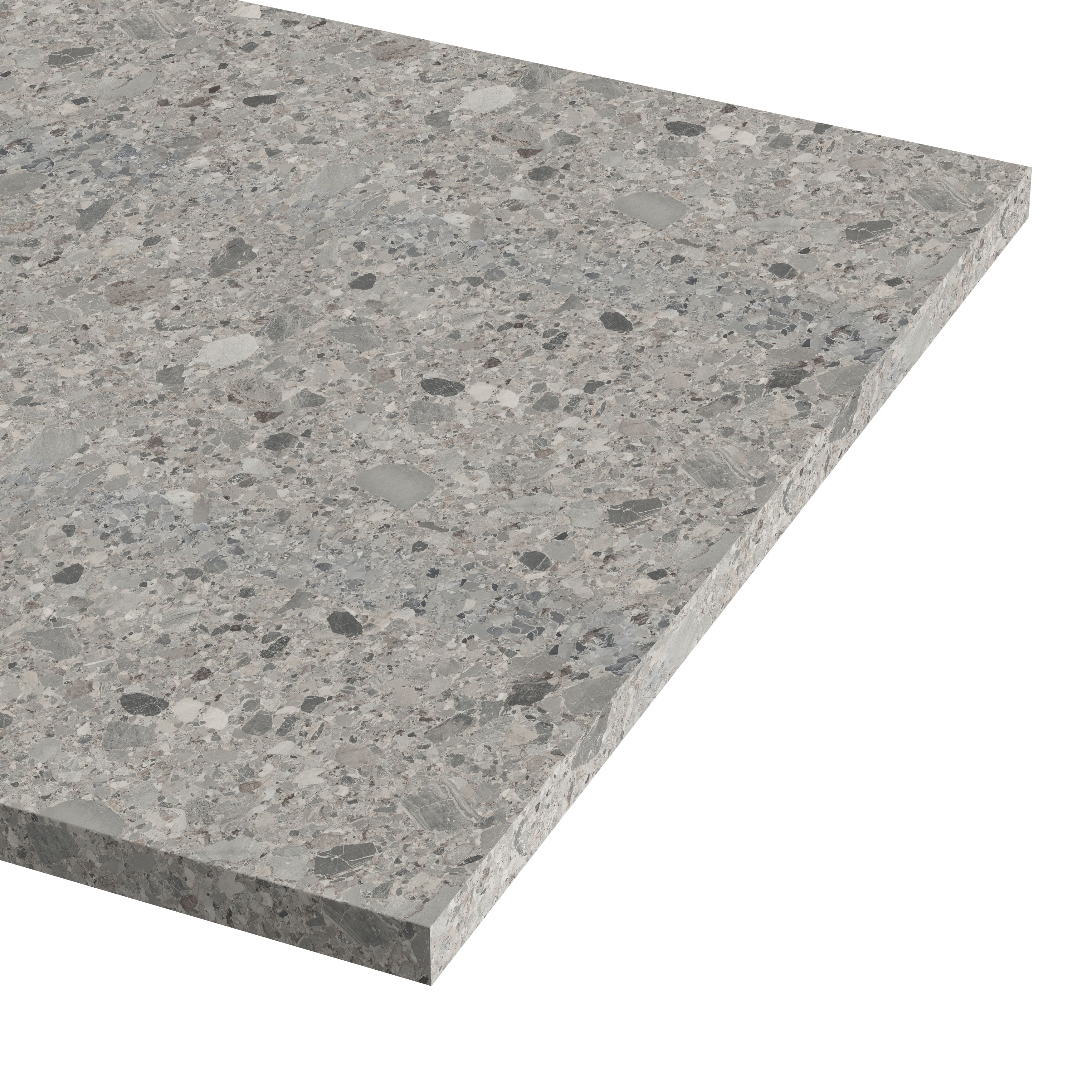 GoodHome 38mm Berberis Matt Grey Stone effect Laminate Square edge Breakfast bar, (L)2000mm