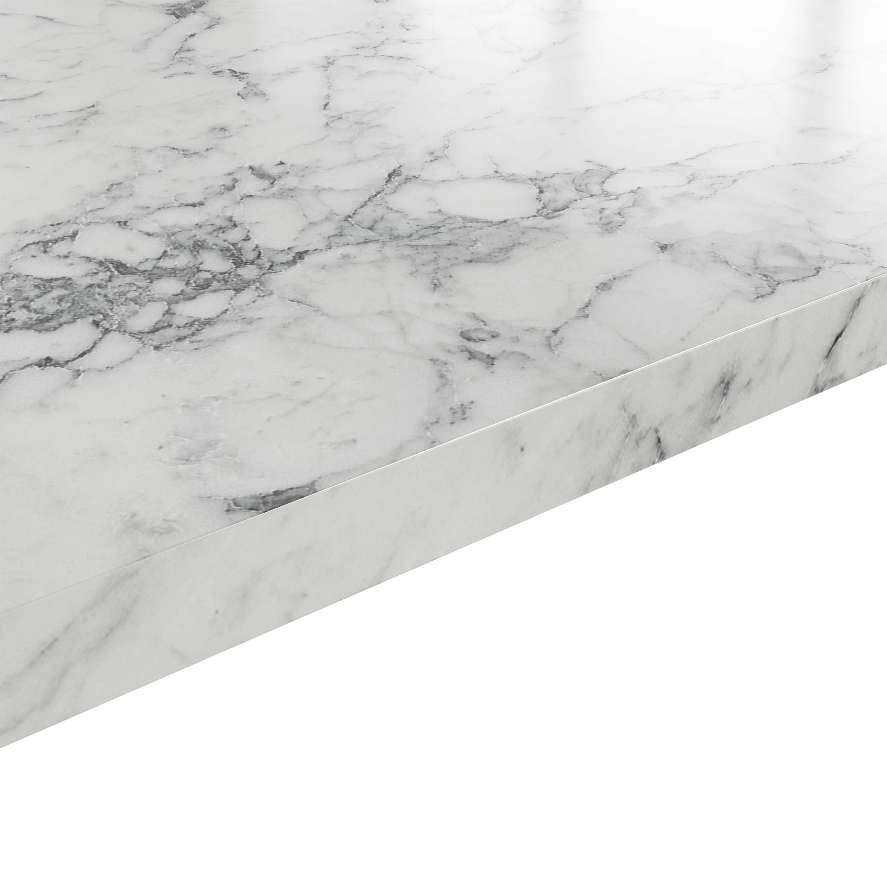 GoodHome 38mm Berberis Matt White Quartz effect Laminate Square edge Worktop, (L)3000mm