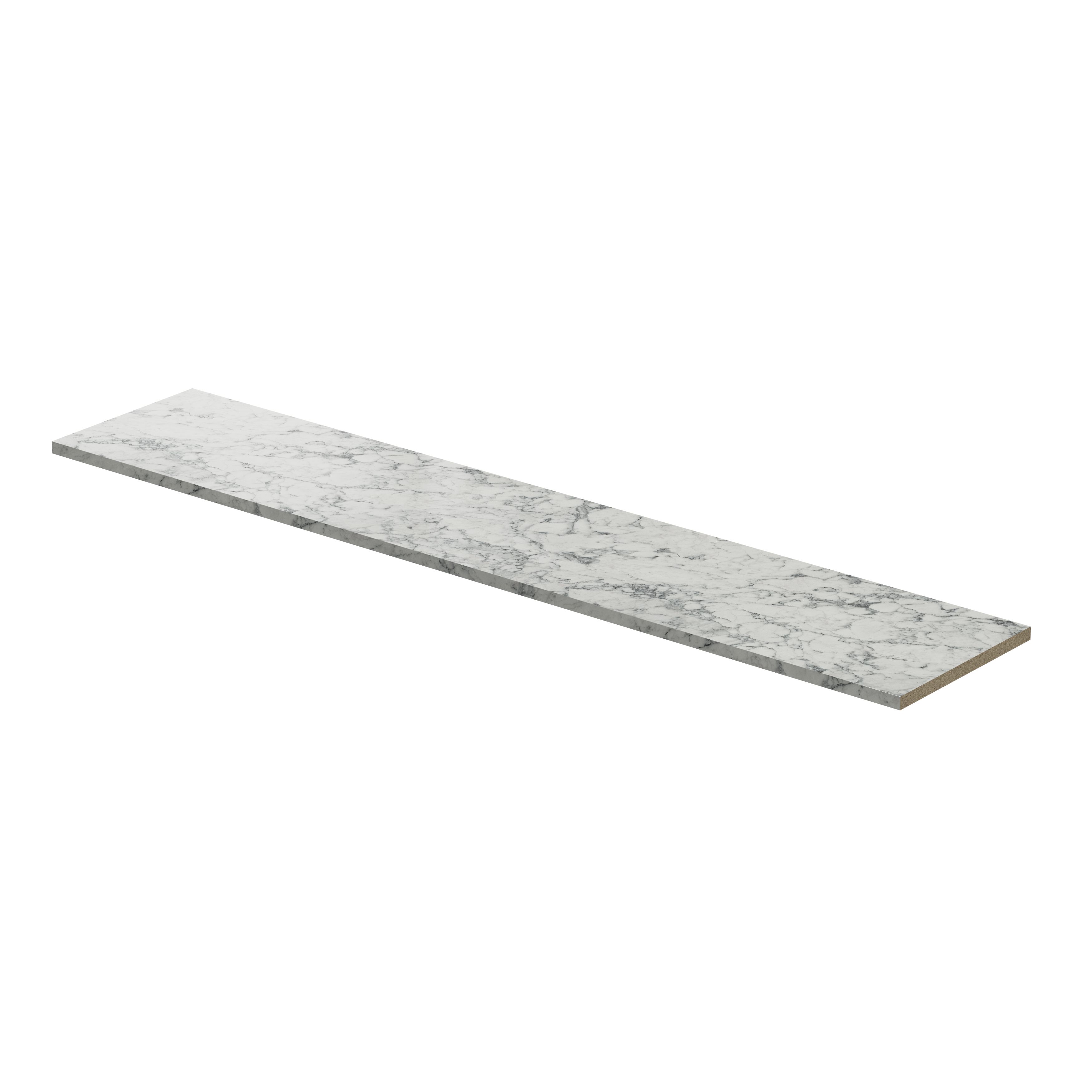 GoodHome 38mm Berberis Matt White Quartz effect Laminate Square edge Worktop, (L)3000mm
