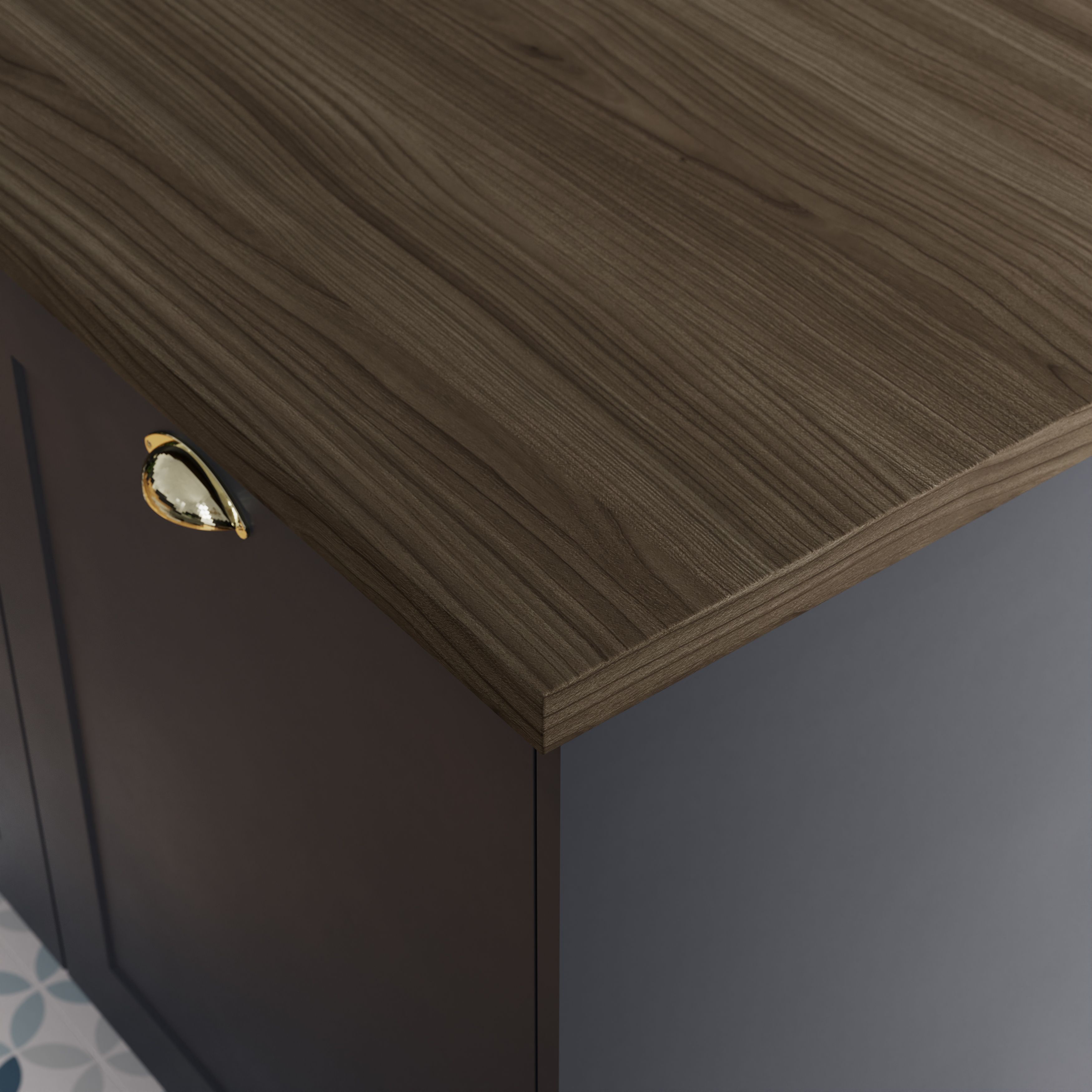 GoodHome 38mm Berberis Matt Wood effect Laminate Square edge Breakfast bar, (L)2000mm