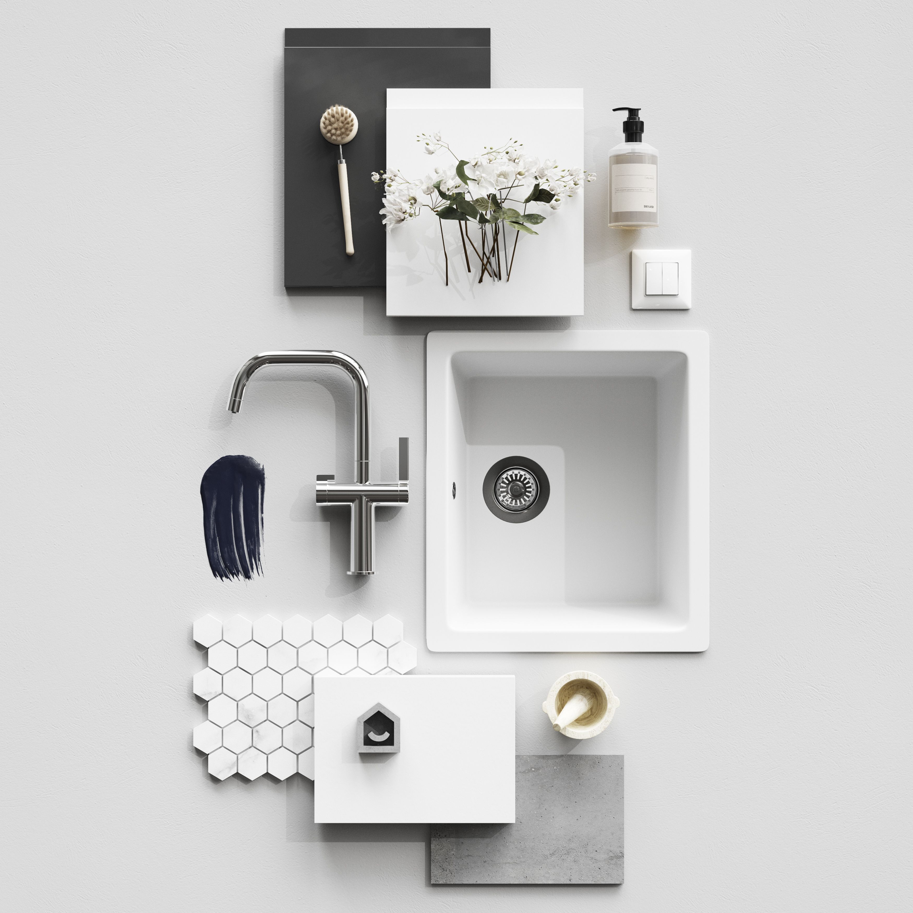 GoodHome 38mm Berberis Satin White Laminate & particle board Square edge Kitchen Worktop, (L)3000mm