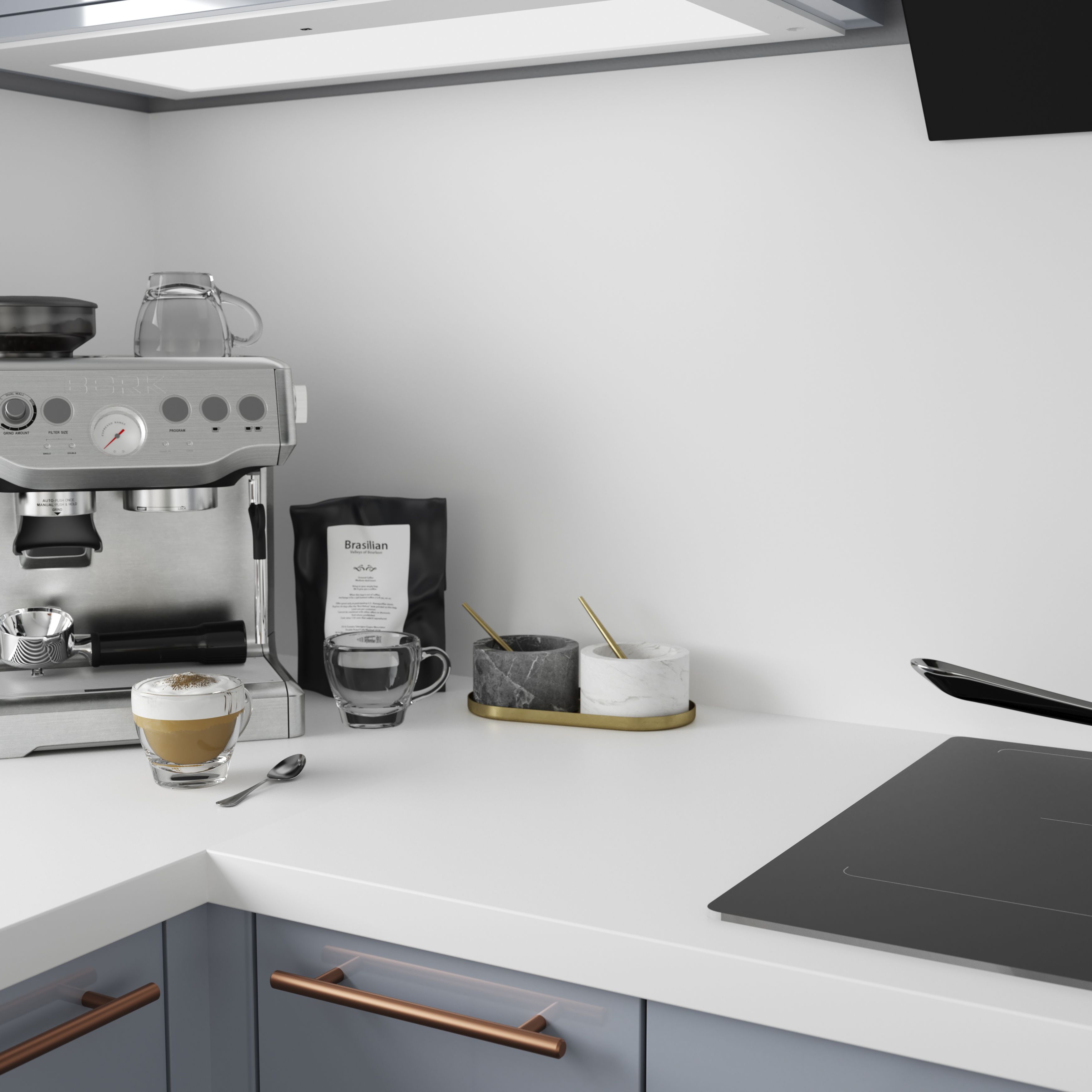 GoodHome 38mm Berberis Satin White Laminate & particle board Square edge Kitchen Worktop, (L)3000mm