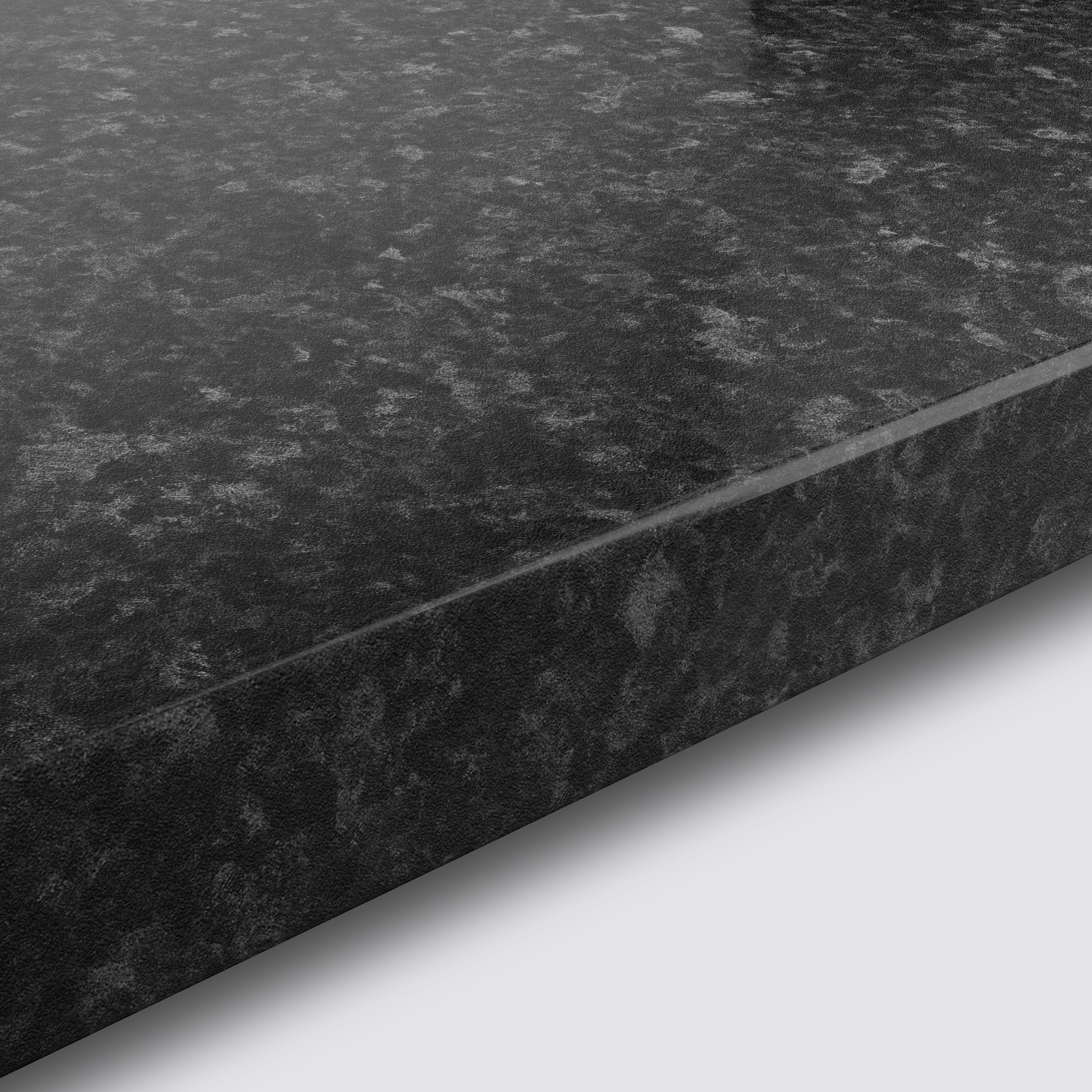 GoodHome 38mm Kabsa Gloss Black Granite effect Laminate & particle board Post-formed Kitchen Breakfast bar, (L)2000mm