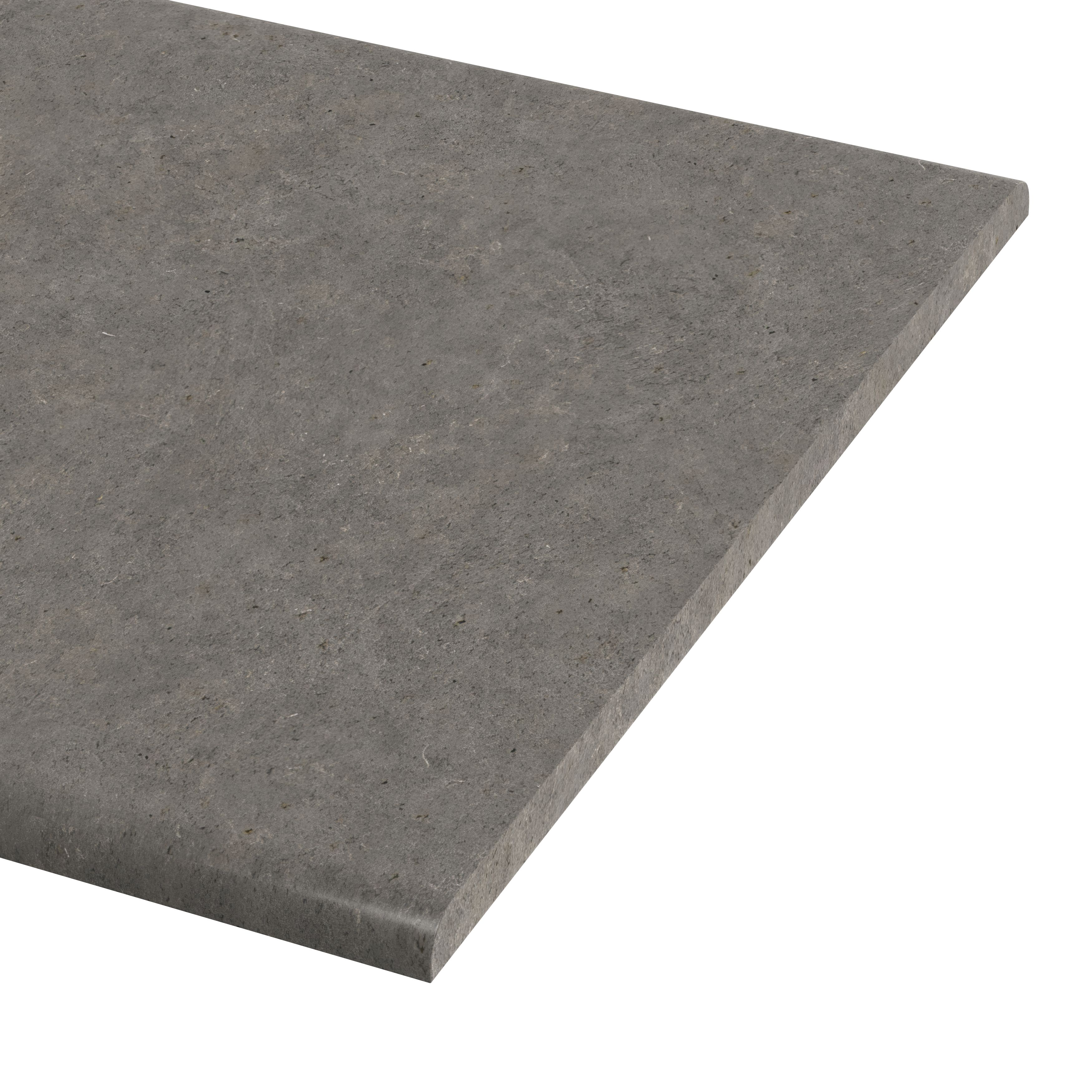 GoodHome 38mm Kabsa Matt Grey Stone effect Laminate Post-formed edge Breakfast bar, (L)2000mm