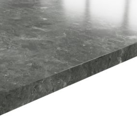 GoodHome 38mm Kala Matt Dark grey Marble effect Laminate Square edge Worktop, (L)3000mm