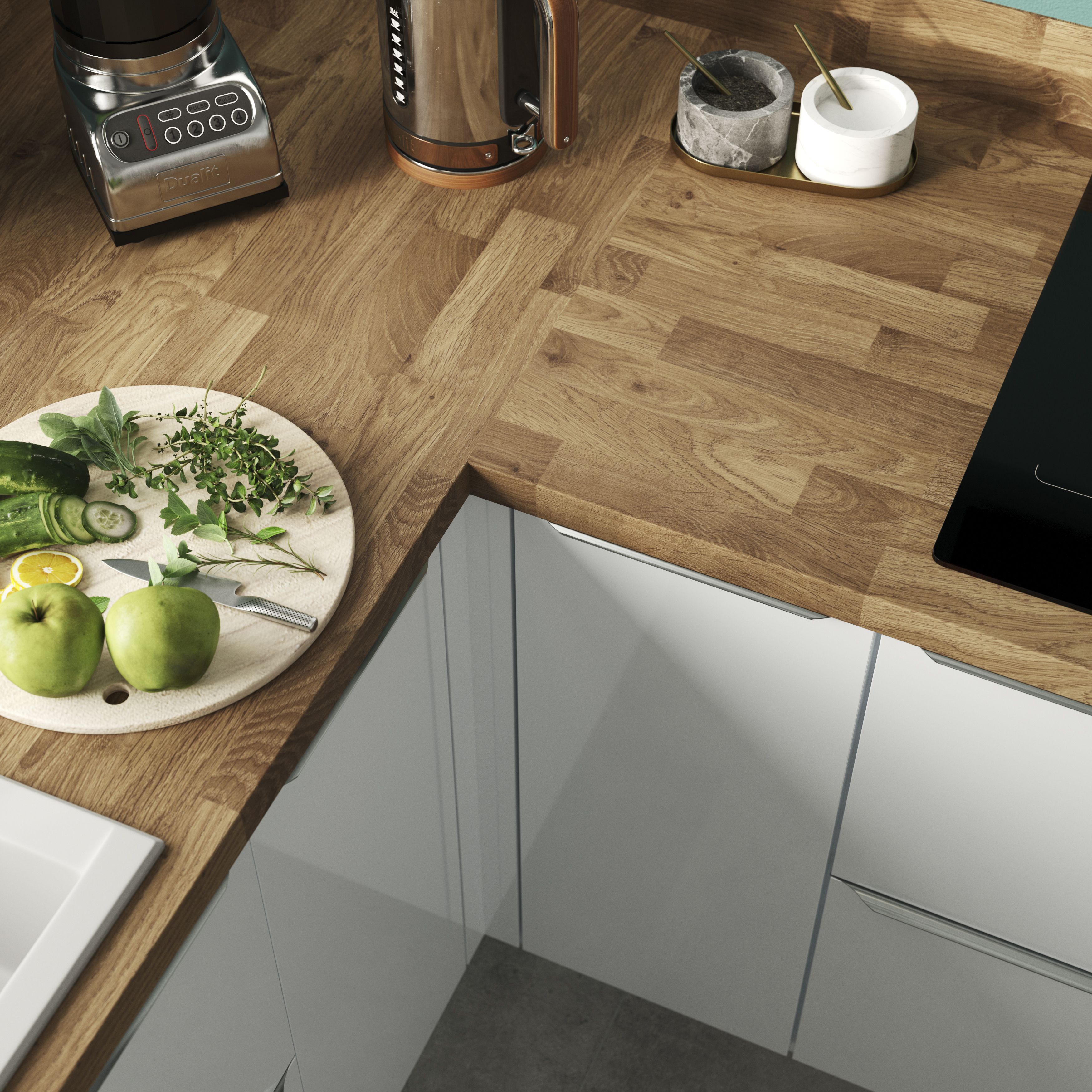 GoodHome 38mm Kala Matt Honey Wood effect Chipboard & laminate Square edge Kitchen Worktop, (L)3000mm