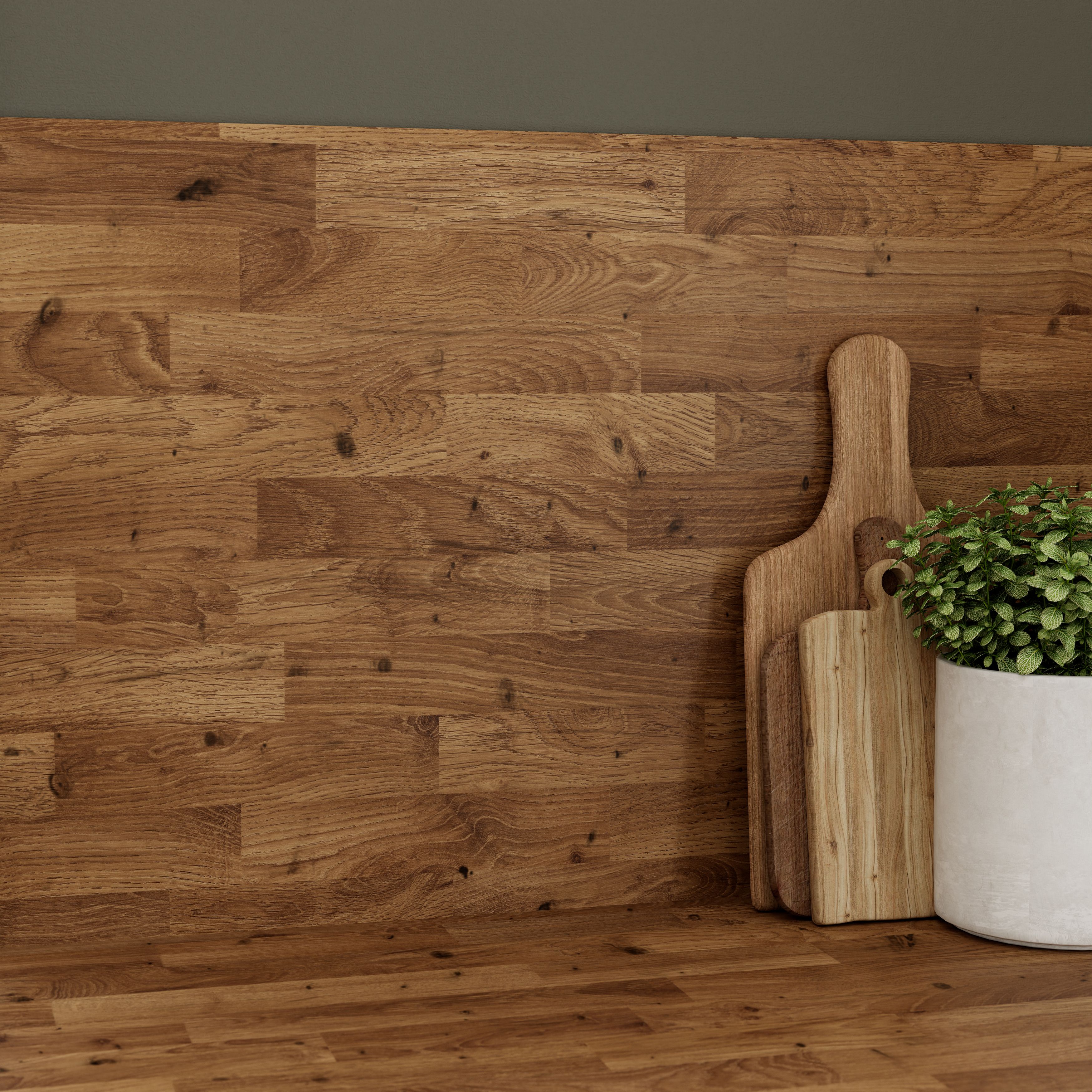 GoodHome 38mm Kala Matt Honey Wood effect Chipboard & laminate Square edge Kitchen Worktop, (L)3000mm