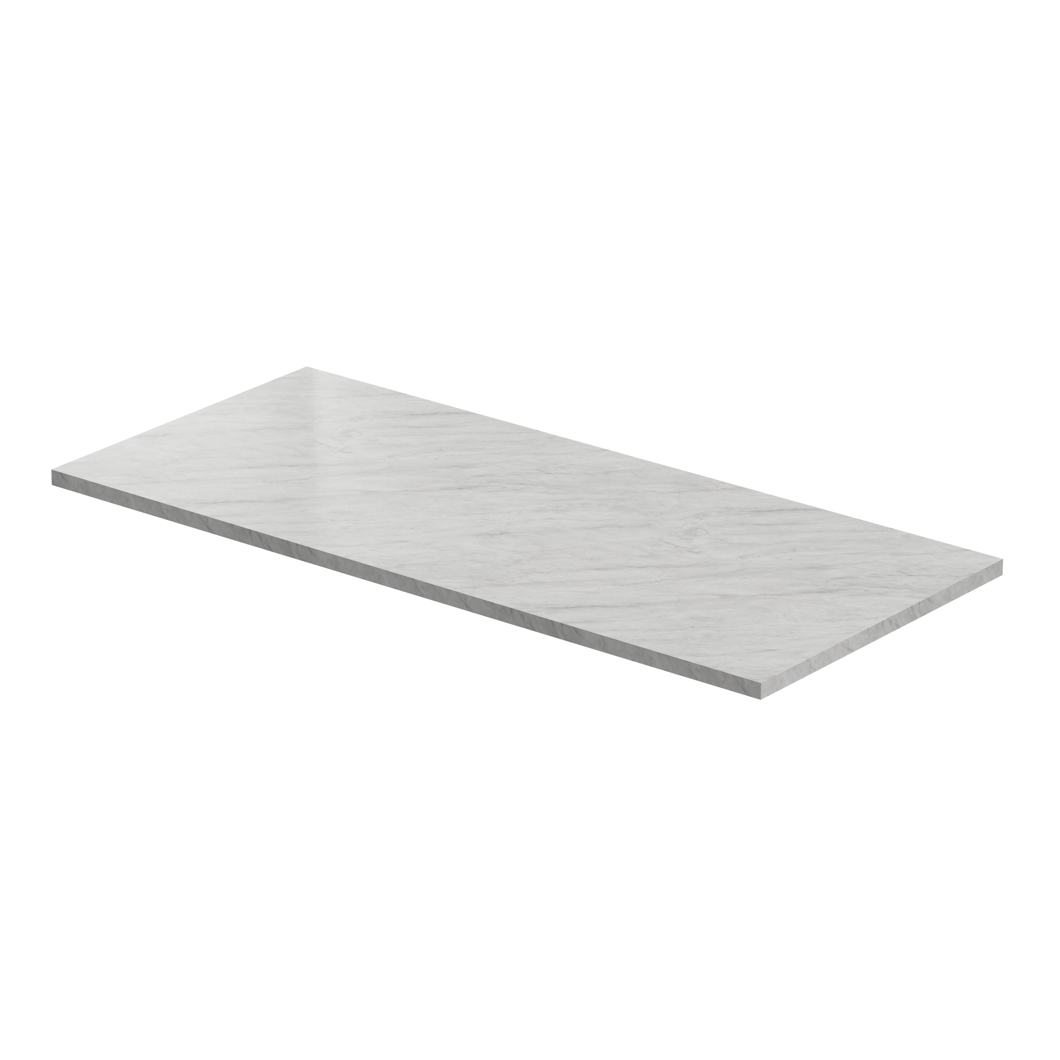 GoodHome 38mm Kala Matt White Quartz effect Laminate Square edge Breakfast bar, (L)2000mm