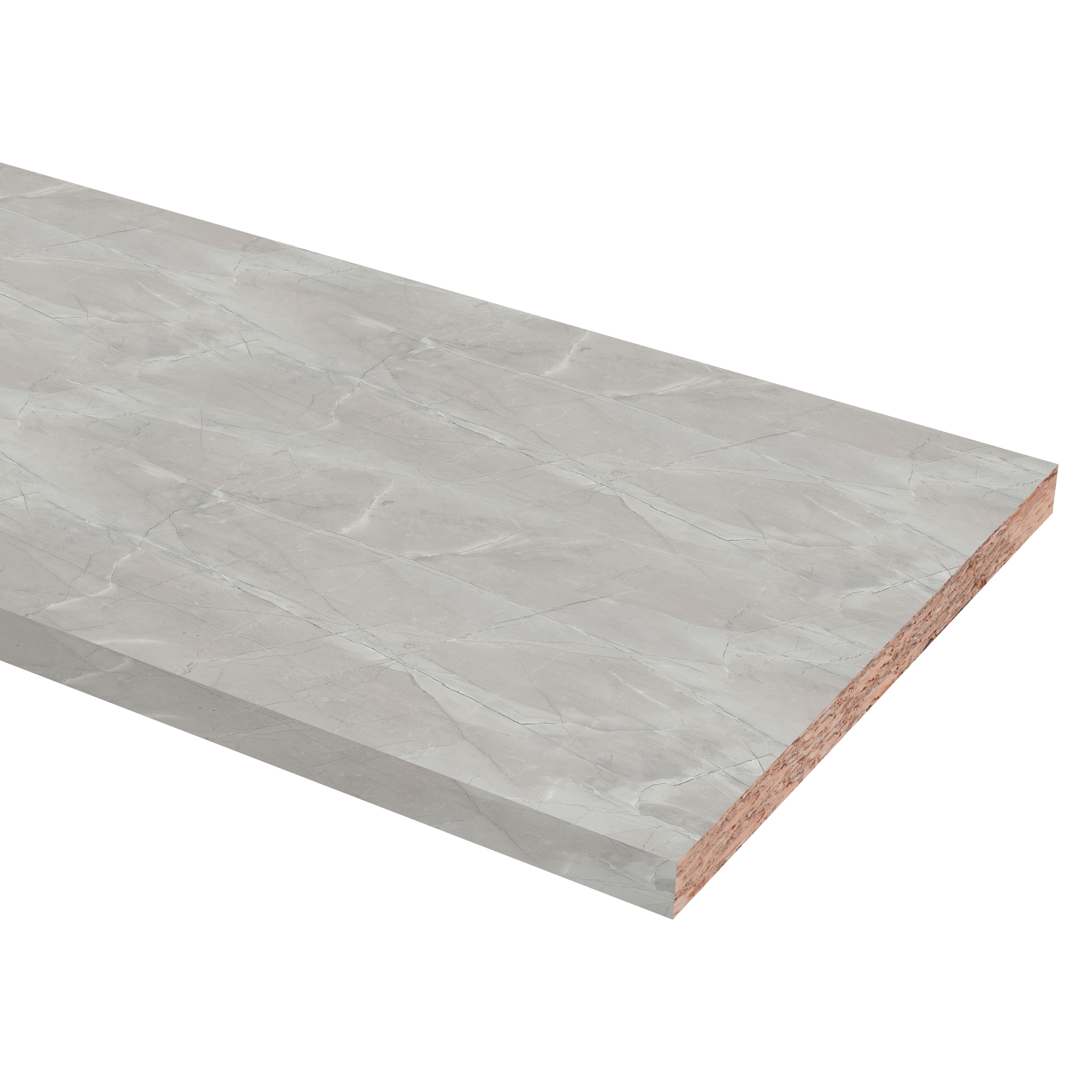GoodHome 38mm Kala Pietra Satin Grey Laminate Square edge Kitchen Breakfast bar, (L)2000mm