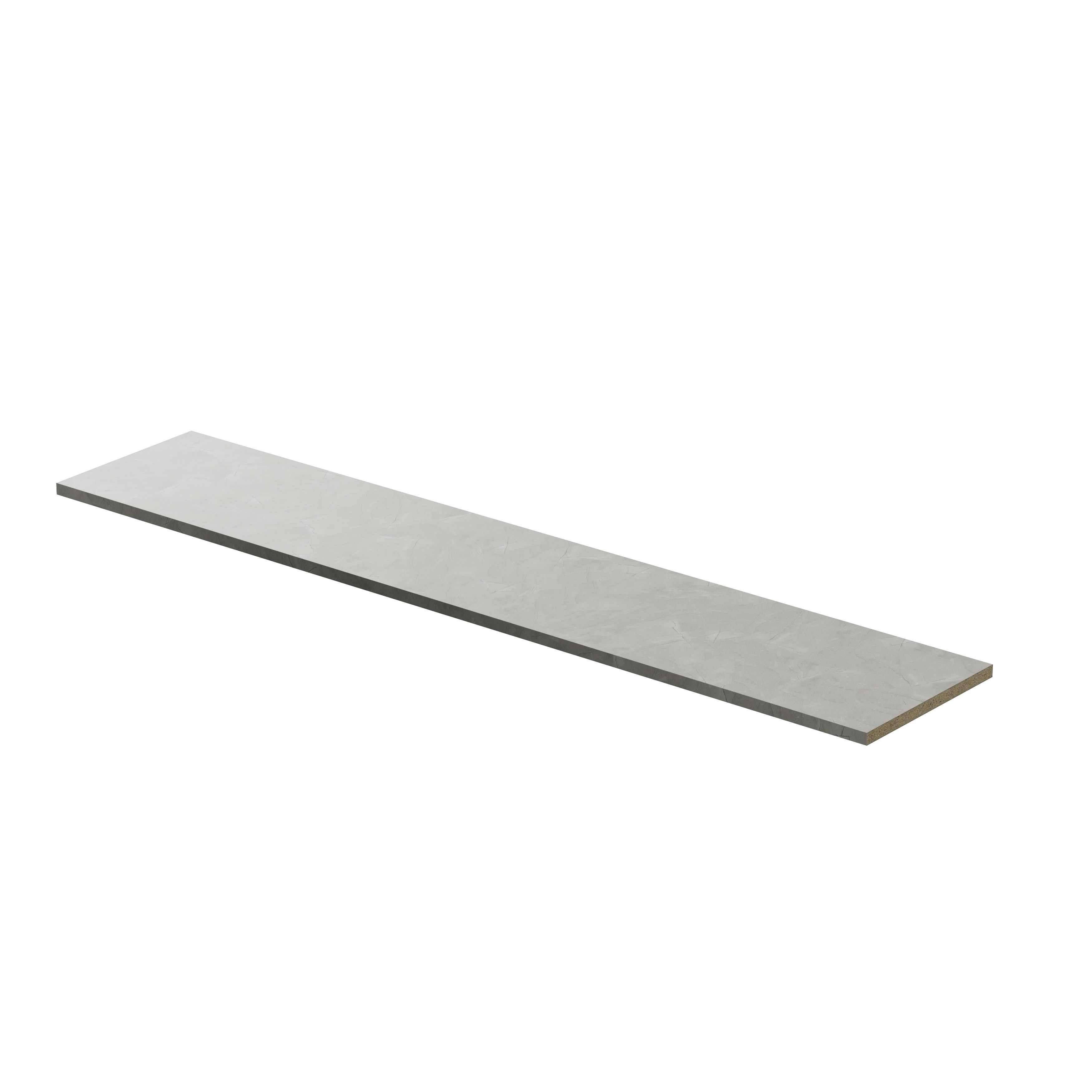 GoodHome 38mm Kala Pietra Satin Grey Laminate Square edge Kitchen Worktop, (L)3000mm