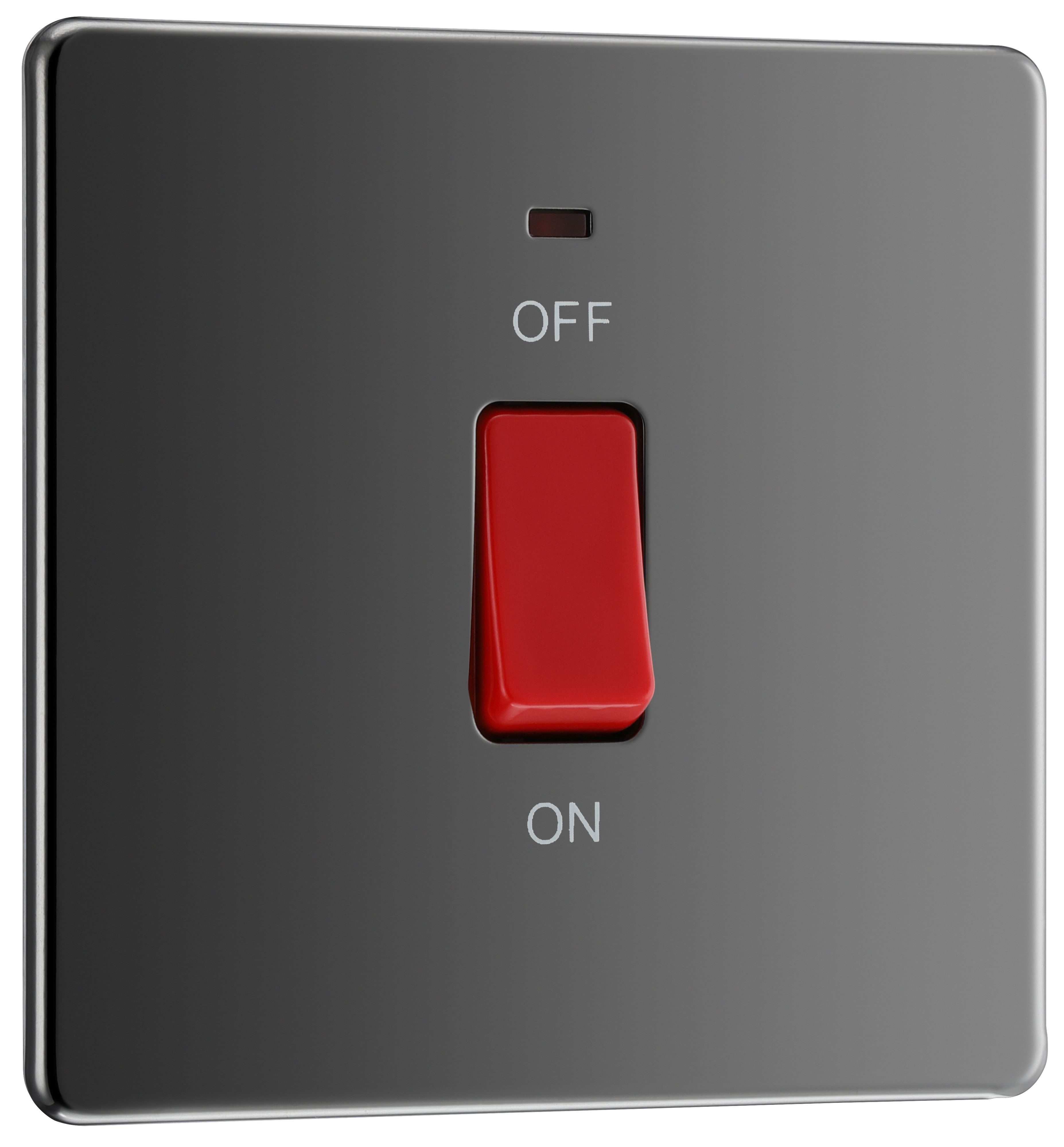 GoodHome 45A Rocker Flat Control switch with LED indicator Black
