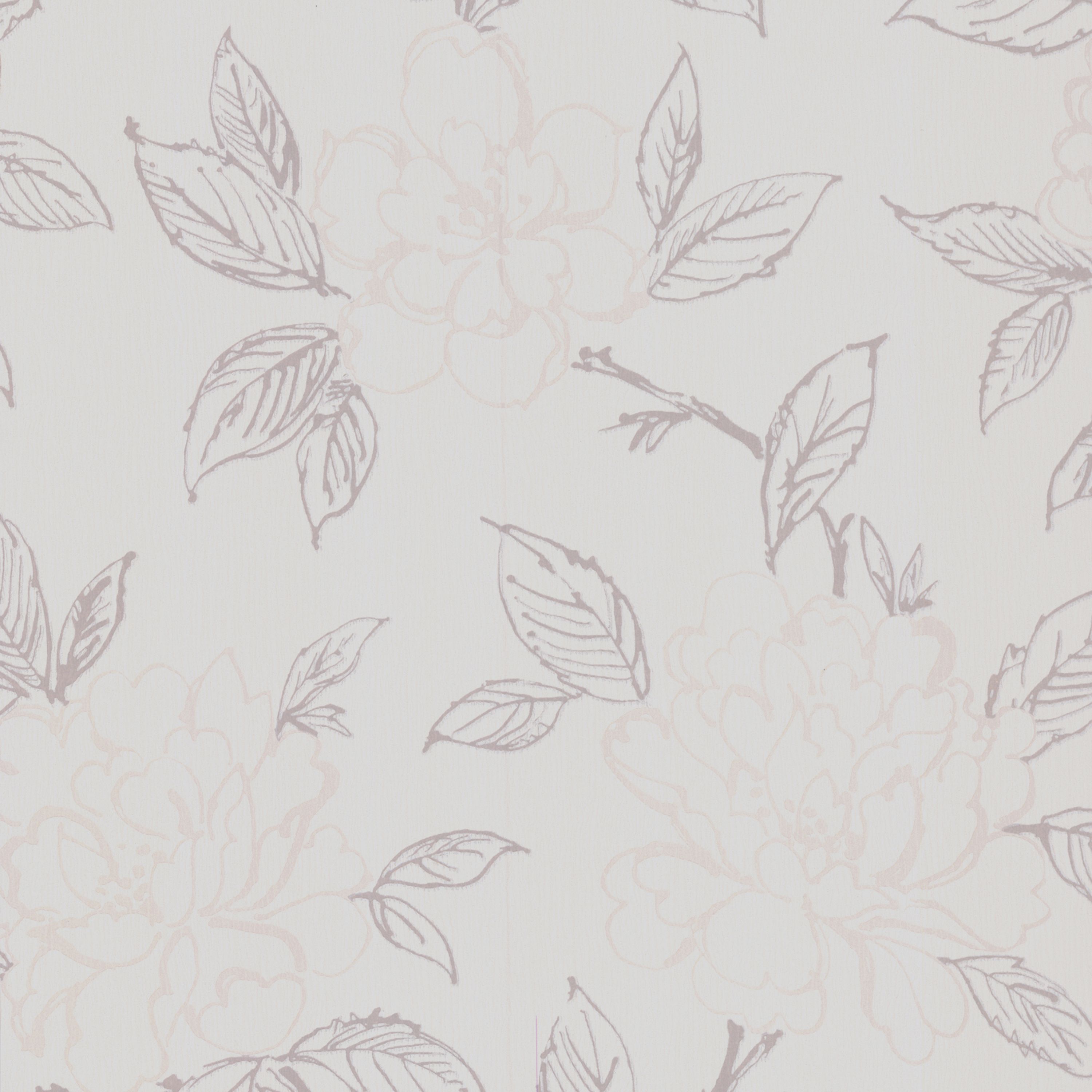 GoodHome Acaj Beige & white Floral Textured Wallpaper Sample