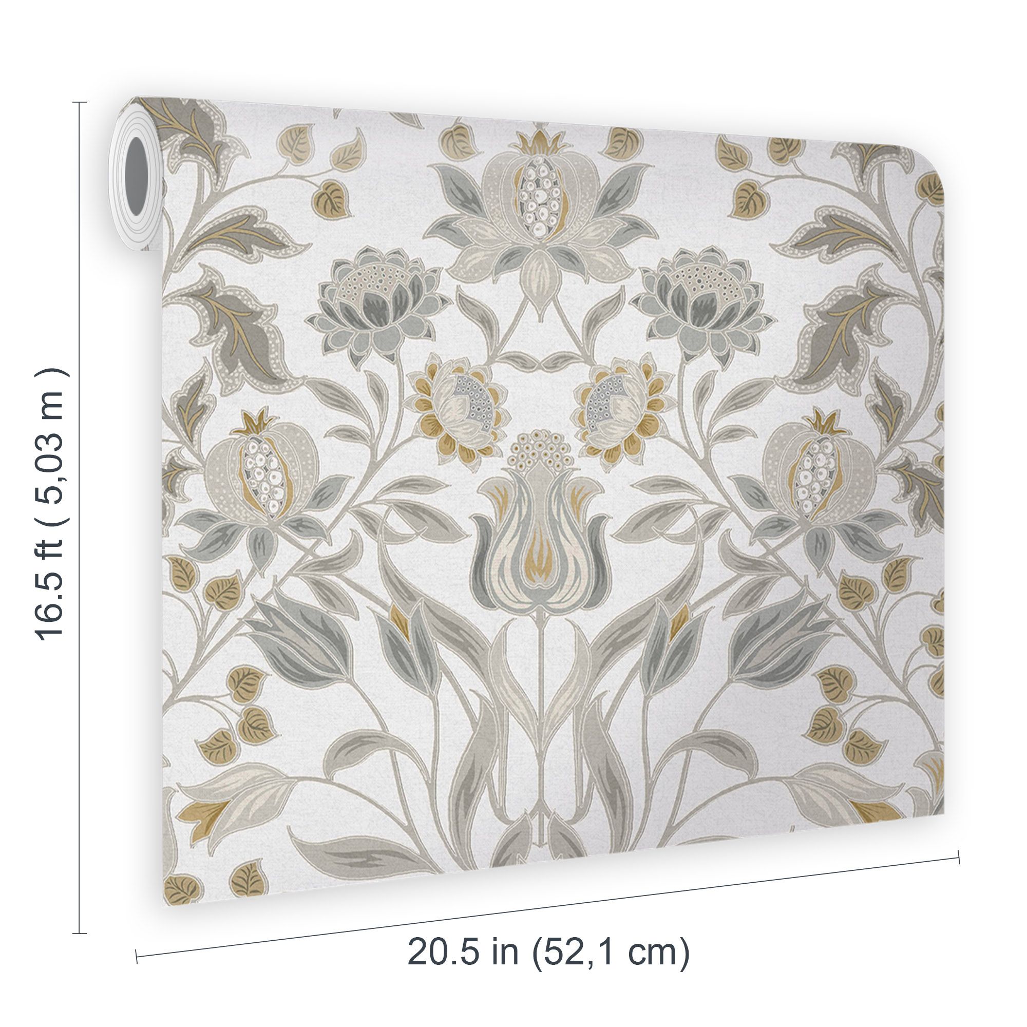 GoodHome Acuama Grey & yellow Metallic effect Ornamental Textured Wallpaper Sample